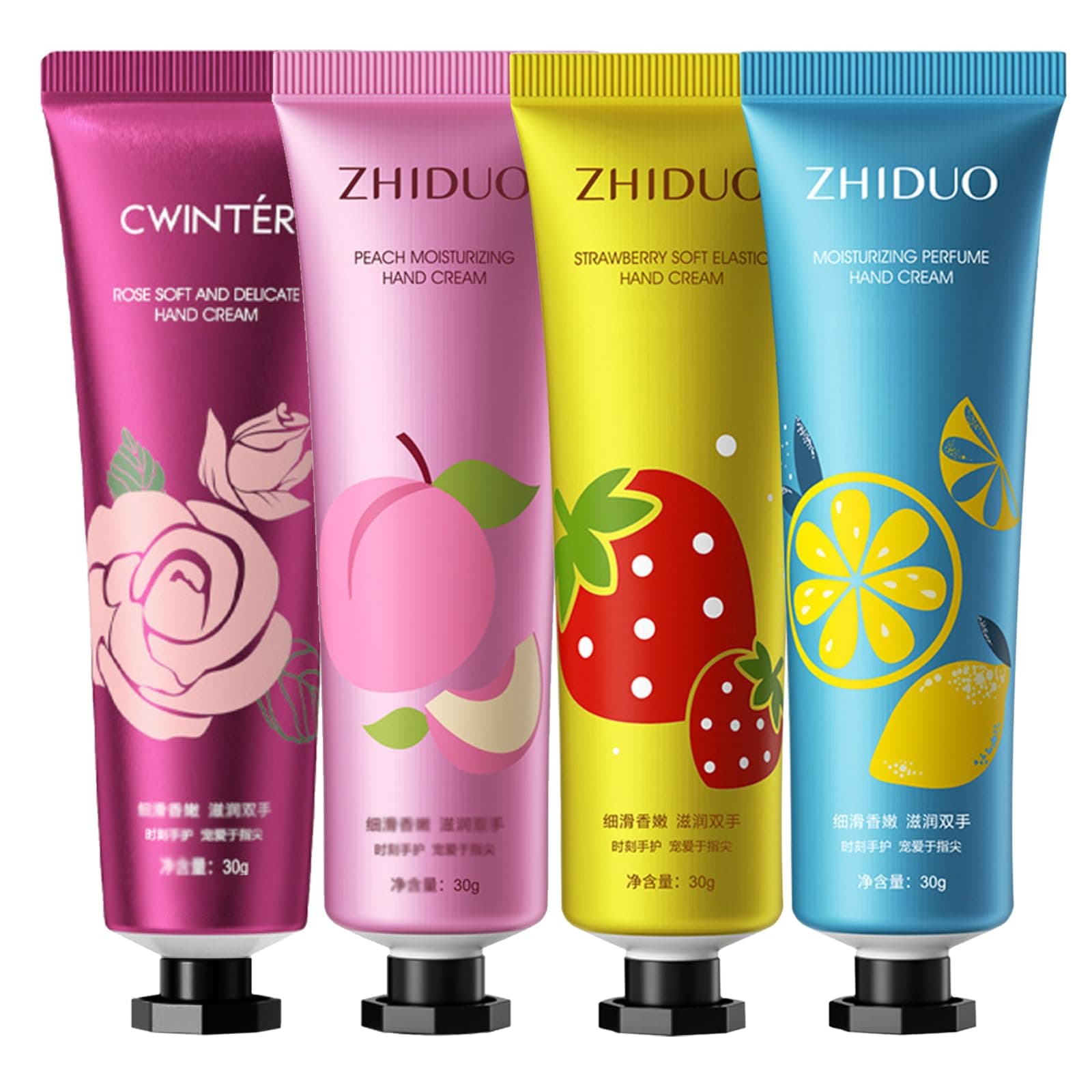 Hand Cream Gift Set, Moisturizing Hand Cream Sets for Very Dry Hands, Nourishing Non-Greasy Natural Fruit Flowers Fragrance Multipack Hand Care Lotion Hand Cream Gift for Women (4PCS)