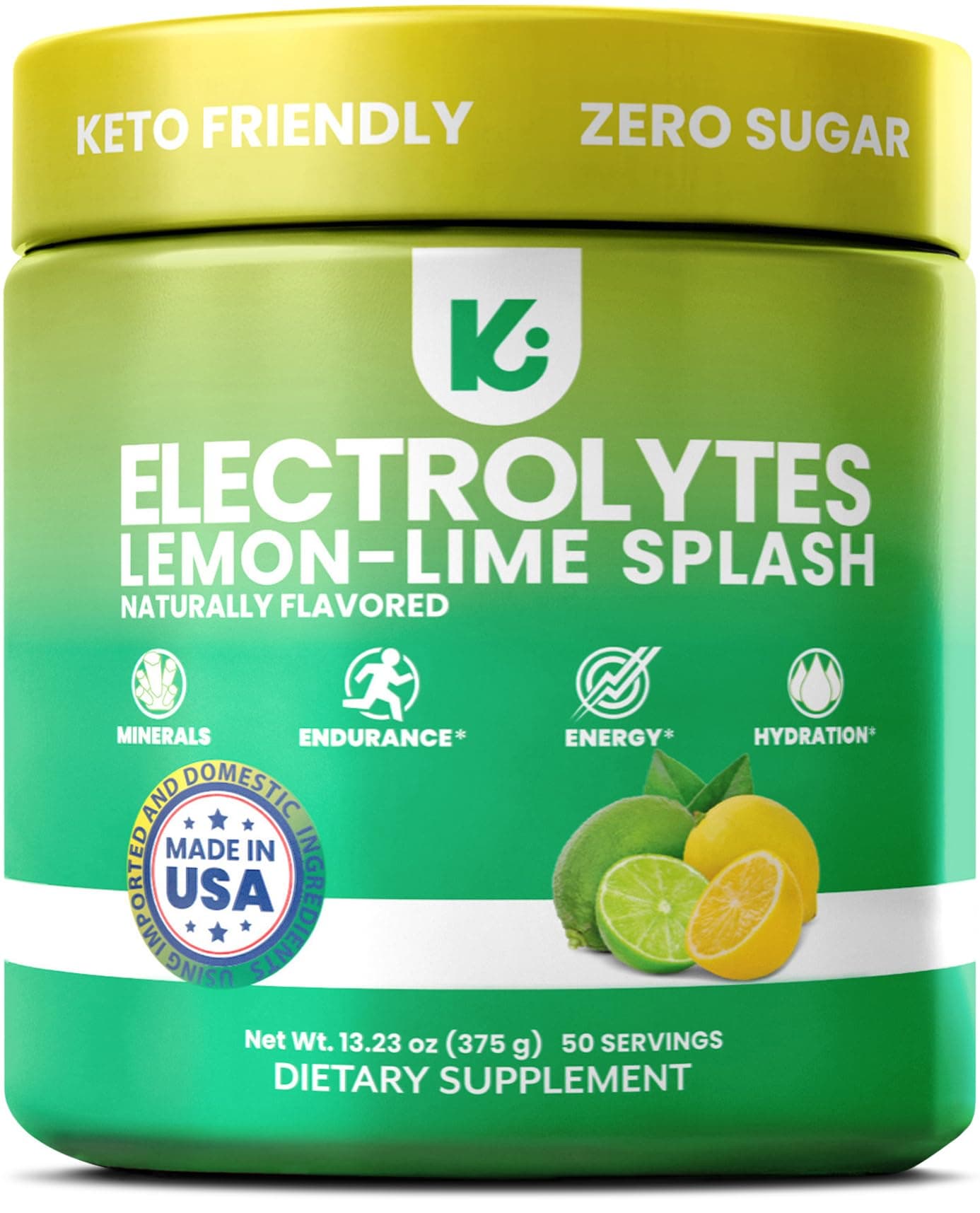 Ketogenic Electrolyte Powder Sugar Free, Zero Carb, Advanced Hydration, Performance & Recovery, Delicious Lemon & Lime Flavor, Blends Easily & Leaves No Clumps 50 Porci