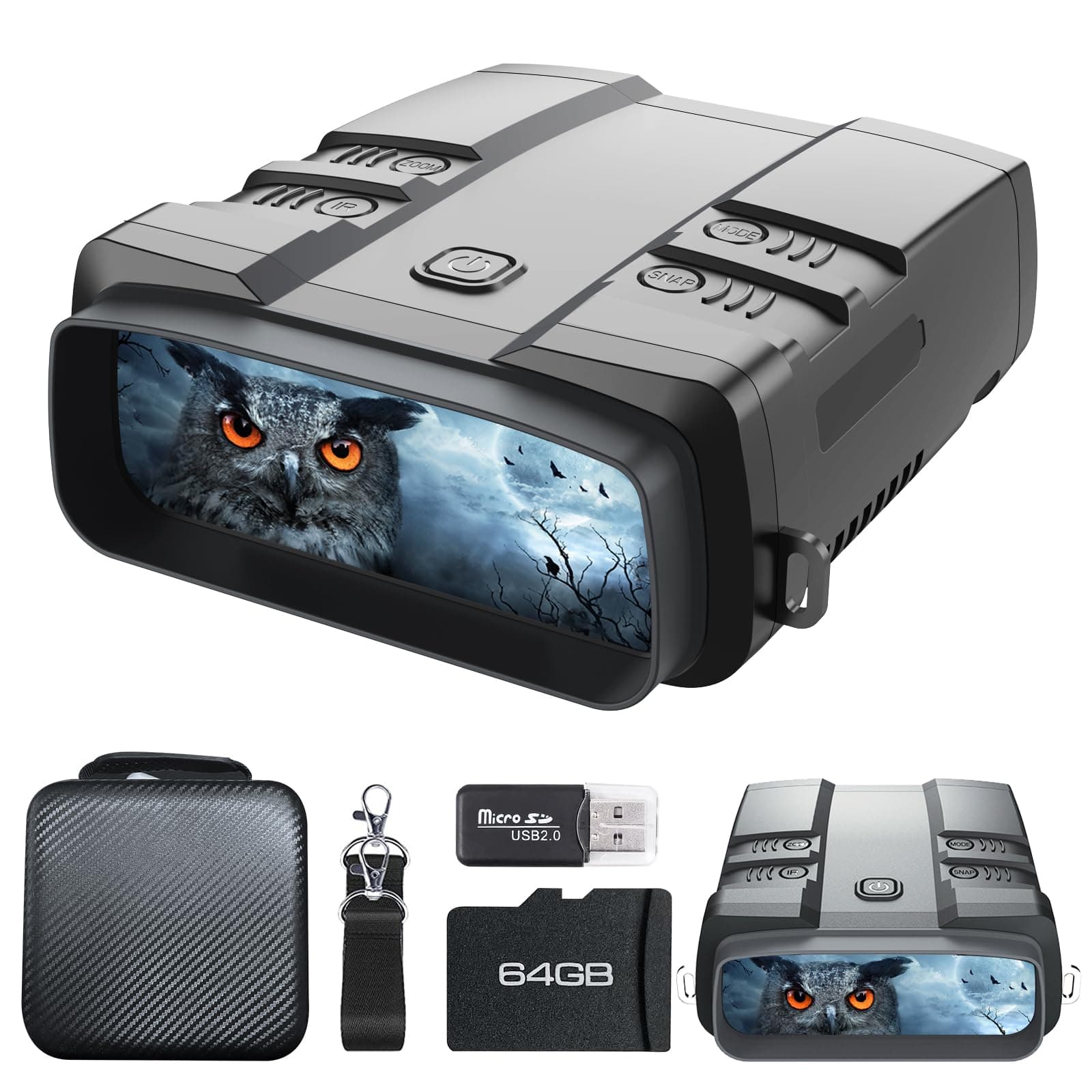 Night Vision Goggles, True 4K Night Vision Binoculars, Built-in Powerful Focusable IR, 6000mAh Rechargeable Battery, Super Large Display, Long Viewing Range, Free 64GB Card (Silver Gray)