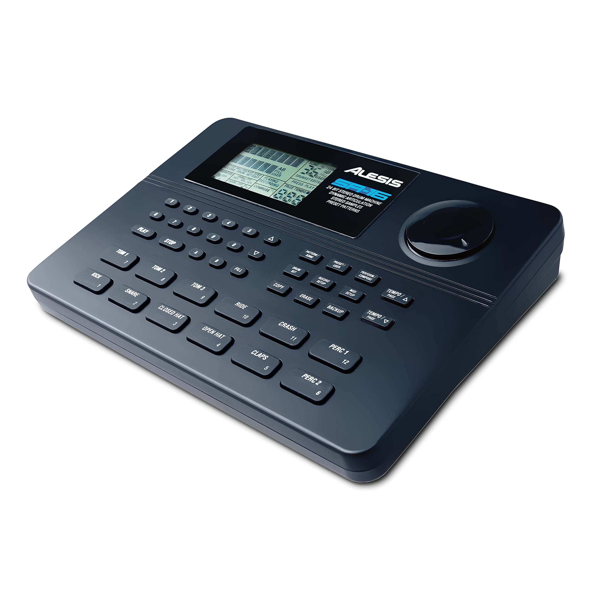 Alesis sr-16 | studio-grade standalone drum machine with on-board sound li-brary, performance driven i/o and in-built effects 100 patterns