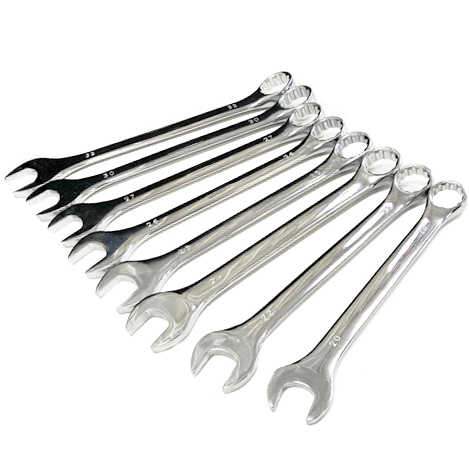 Dapetz ® 8Pc Extra Large Heat Treated Fully Polished Chrome Vanadium Steel Construction For Easy Cleaning and Rust Resistance Combination Spanner Set 20mm - 32mm