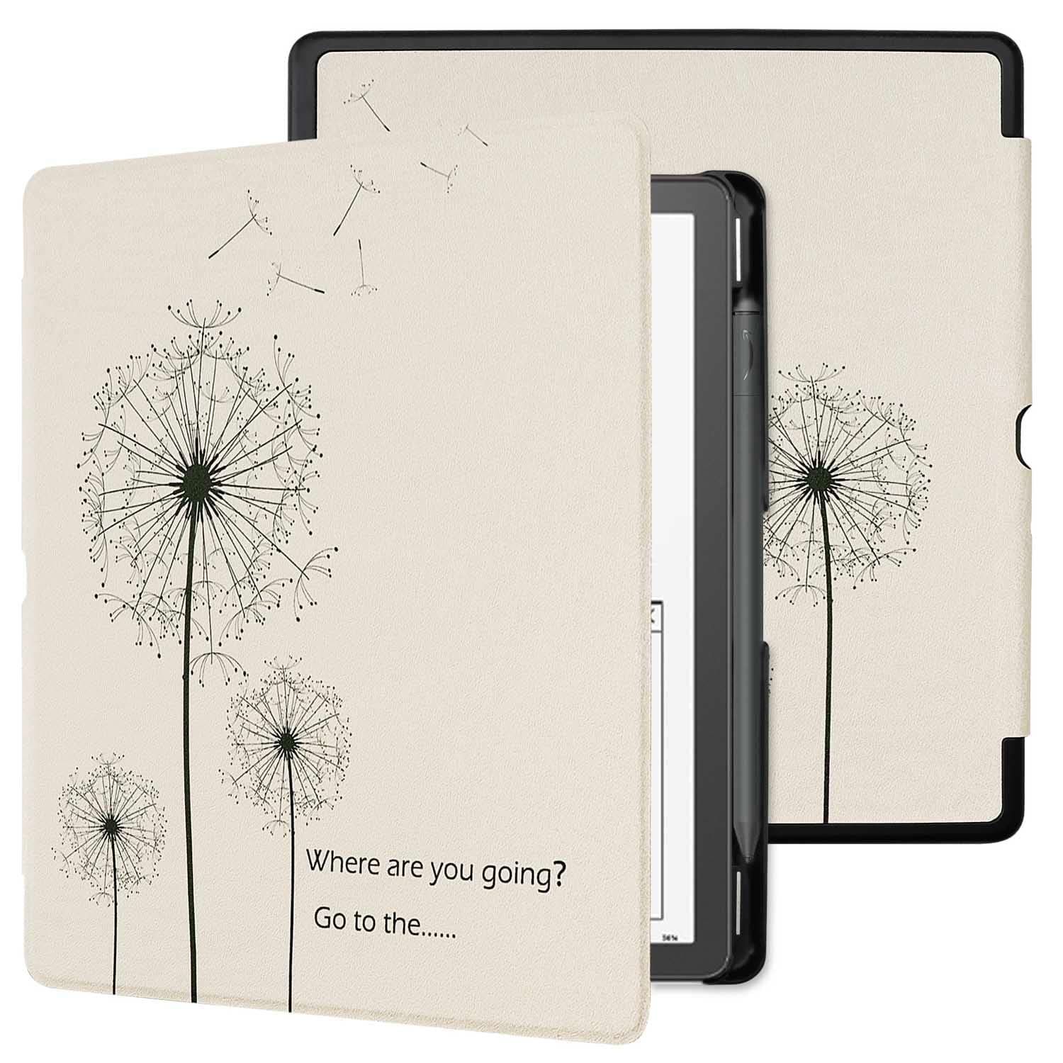 WALNEW Case Cover For 10.2-Inch Kindle Scribe (2022 Released), Smart PU Leather Cover With Pen Holder And Auto Wake/Sleep For 10.2" Amazon Kindle Scribe E-Reader (Dandelion), Beige