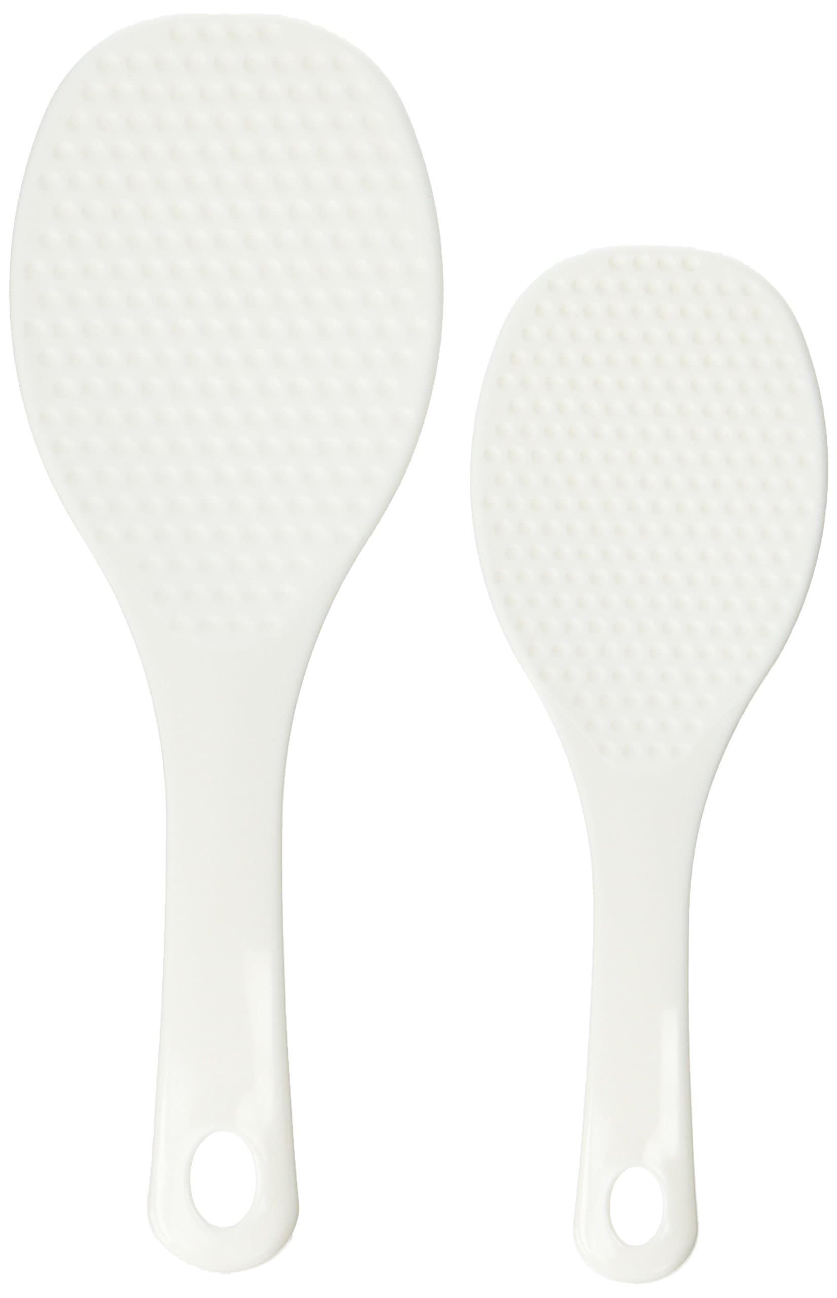 Inomata 2 Pack White Plastic Non-Stick Rice Paddle, 7.5 Inches