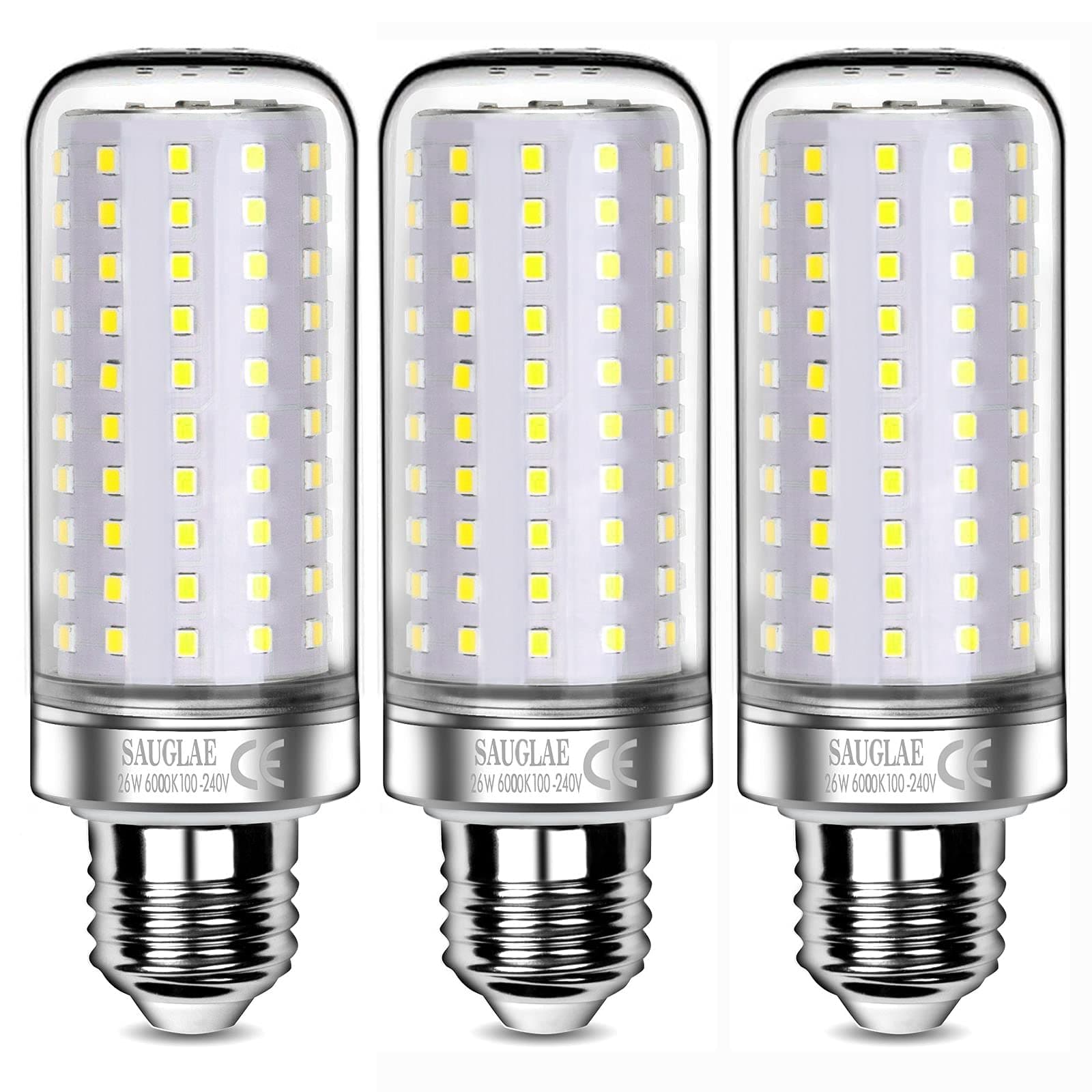 26W LED Light Bulbs, 200W Incandescent Bulbs Equivalent, E27 Large Edison Screw, 3000Lm, 6000K Daylight White, Pack of 3