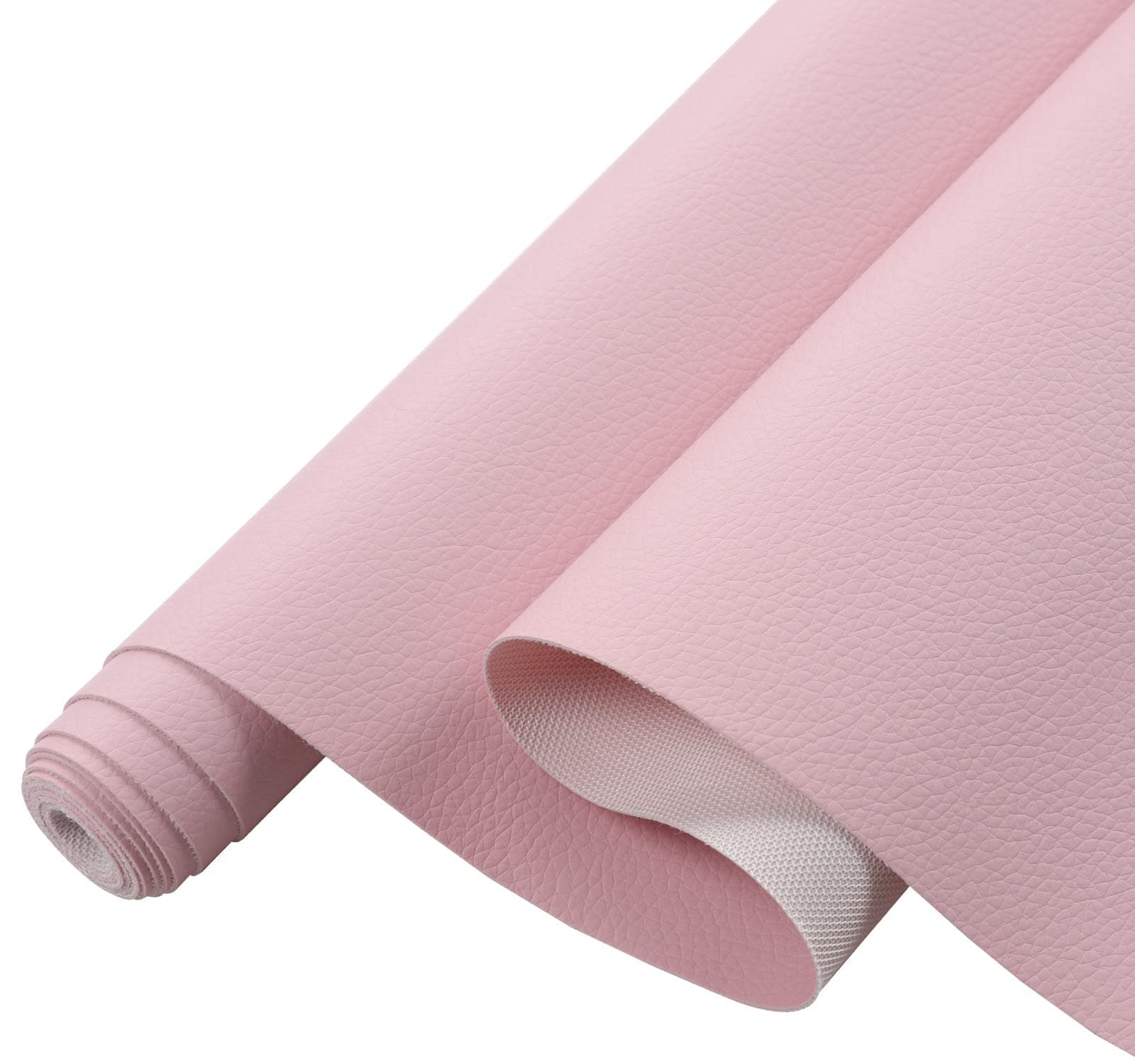 Picheng Lychee Texture Solid Color Faux Leather Sheets13.8 X53(35cmX135cm),Soft Faux Leather Roll Very Suitable for Making Crafts,Leather Earrings, Bows,Sewing DIY Projects (Pink)