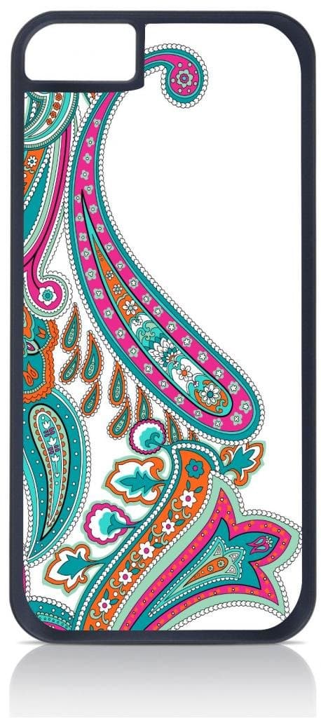 Jacks Outlet Side Paisley iPhone 5C Rubber Double Layer Protection Black case - Compatible with iPhone 5 5c