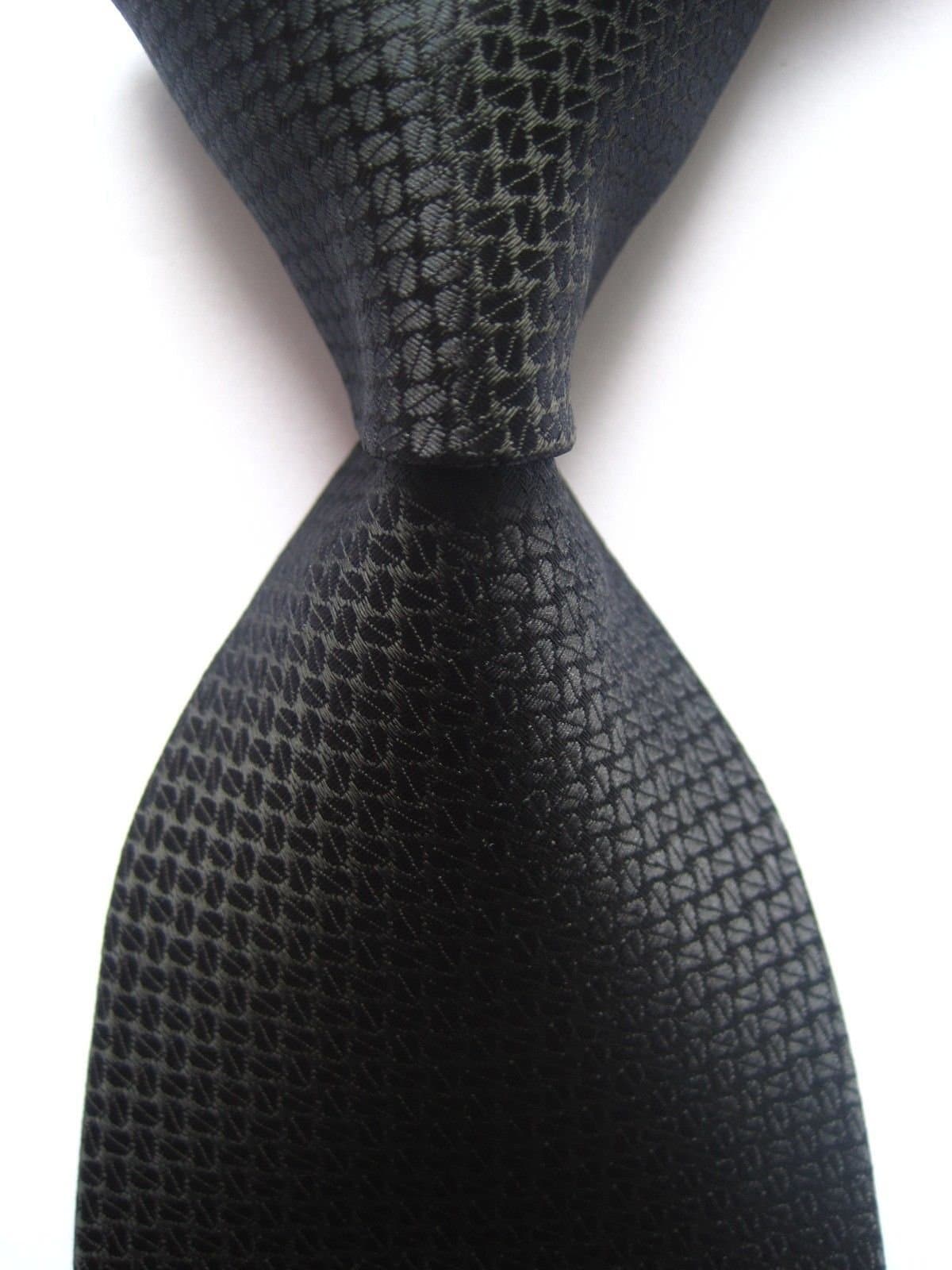 Scott Alone : New Classic Pattern Black 100% Jacquard Woven Silk Men's Tie Necktie