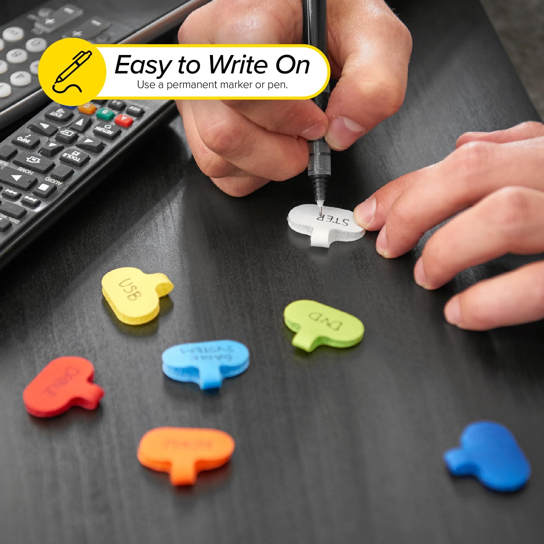 Wrap-It Storage - Cable Labels, Oval, Multi-Color (36 Pack) Write On Cord Labels, Wire Labels, Cable Tags and Wire Tags