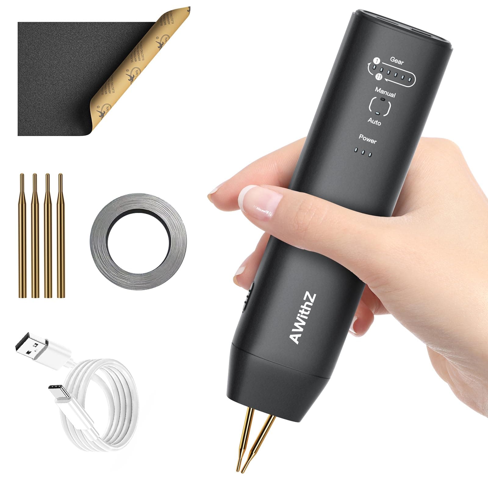 Battery Spot Welder, AWithZ Handheld Spot Welder 11 Gear Adjustable, Automatic and Manual Modes Battery Welder for 18650 Battery, Welding Nickel Sheets, Iron