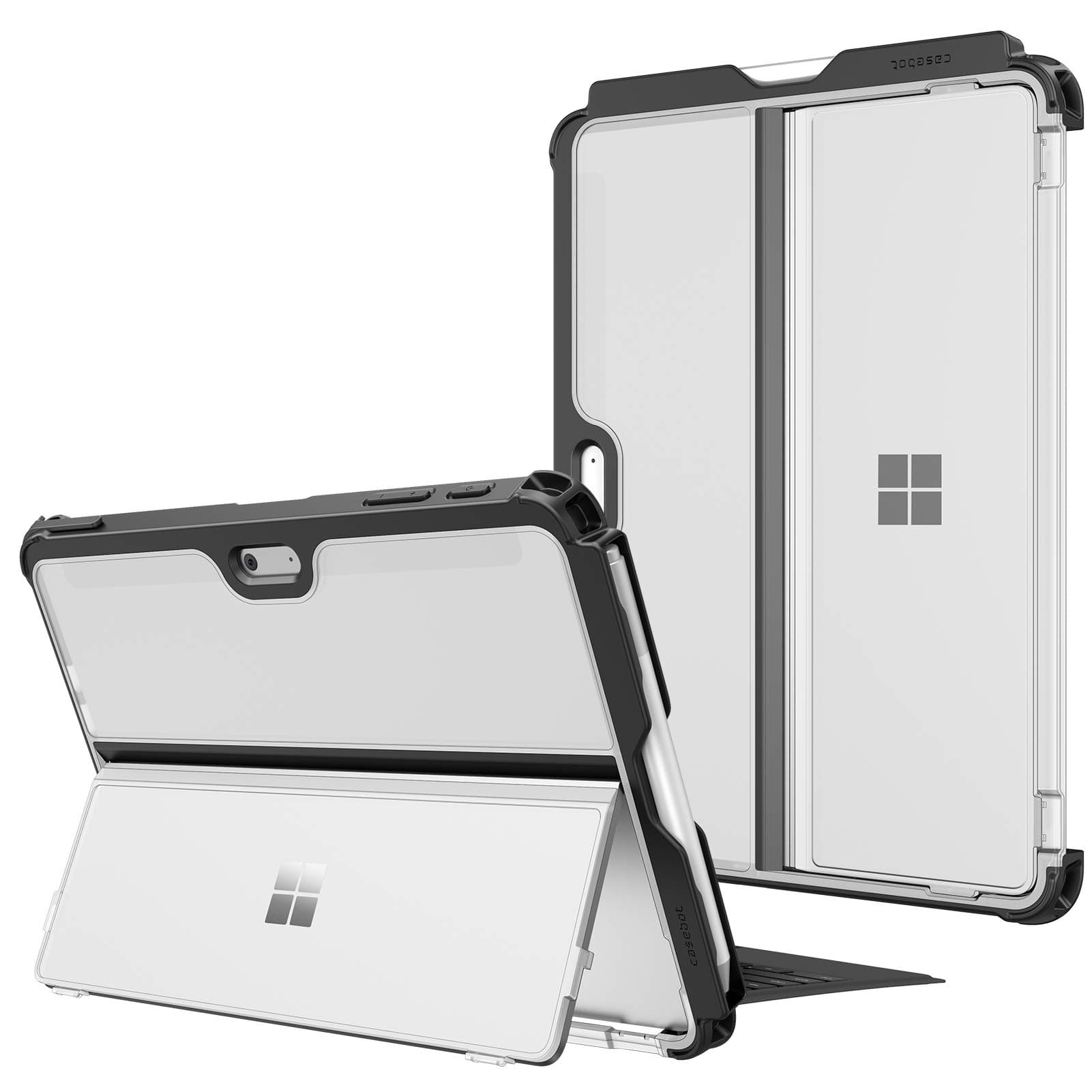 FINTIE Case for Microsoft Surface Go 4/3/2/1 (2023-2018), 10.5 inch Shockproof Robust Case w/Pencil Holder, Fit Original Kickstand, Clear