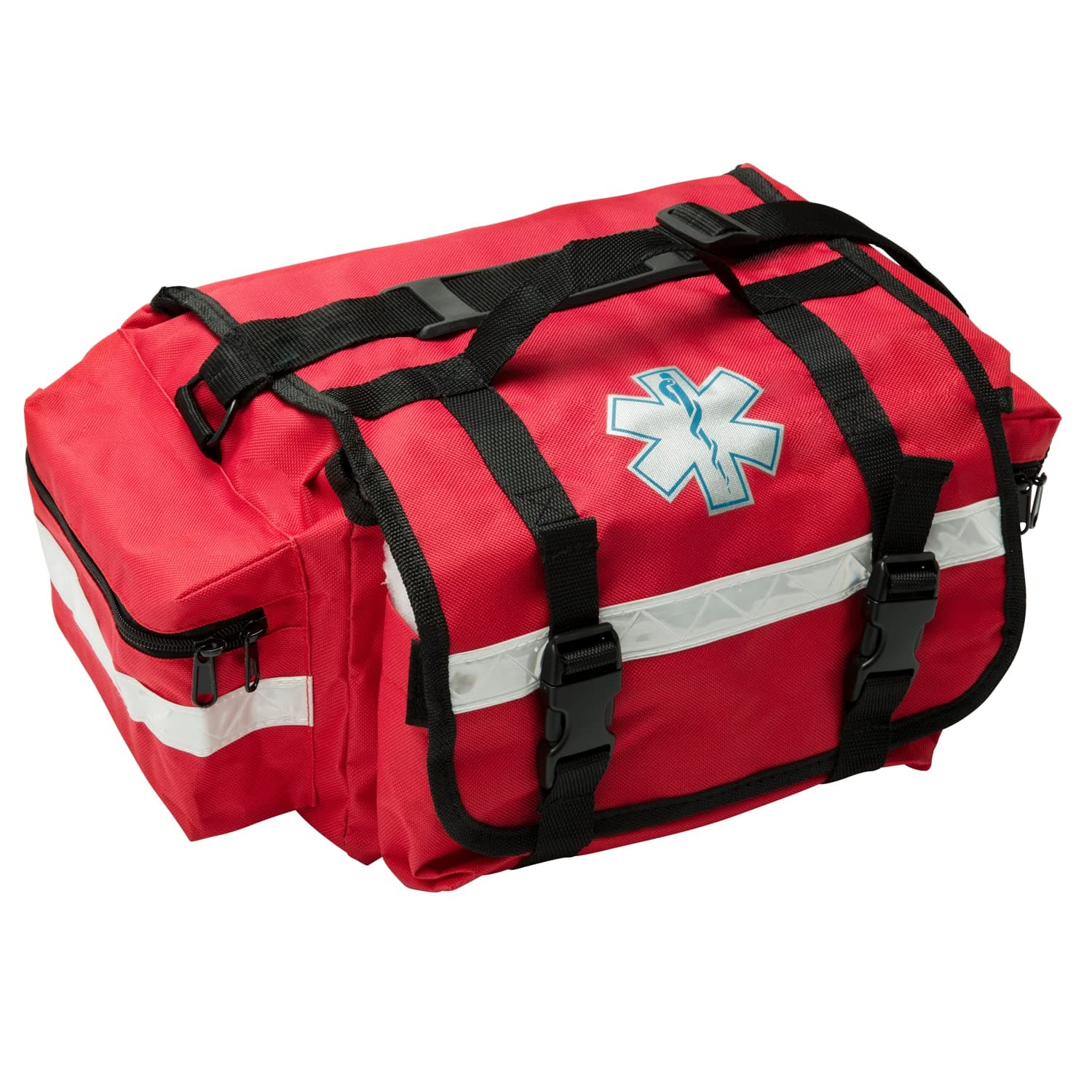 Professional Empty Red First Responder Bag, 17" x 9" x 7", EMT Trauma First Aid Carrier for Paramedics and Emergency Medical Supplies Kit, Lightweight and Durable