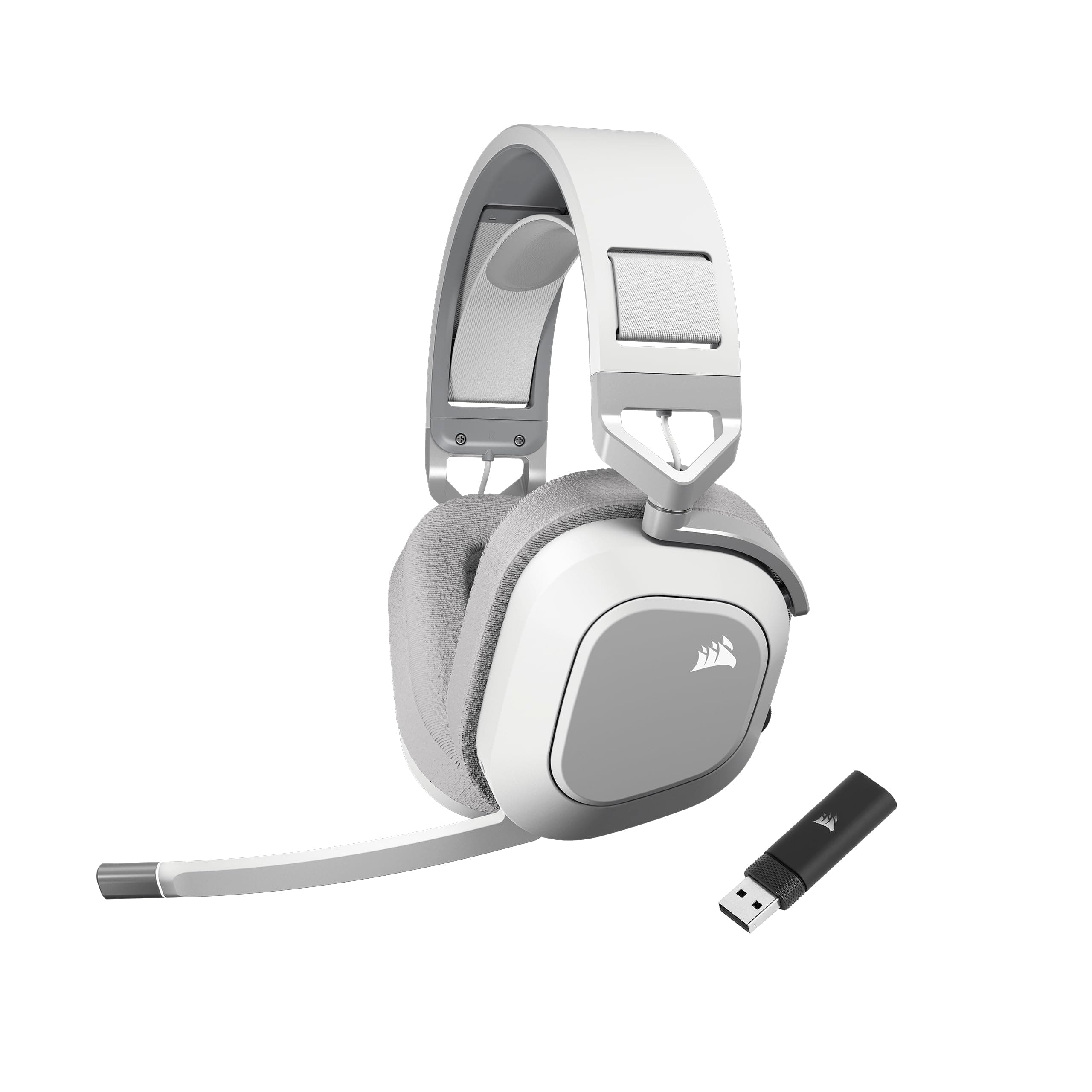 Corsair HS80 MAX WIRELESS Multiplatform Gaming Headset with Bluetooth – Dolby Atmos – Broadcast Quality Microphone – iCUE Compatible – PC, Mac, PS5, PS4, Mobile – White