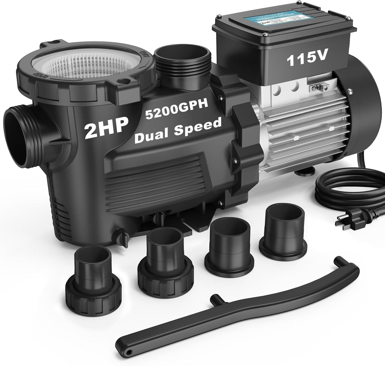In/Above Ground Pool Pump Self Primming High Flow,Matta Black