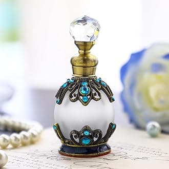YU FENG Decorative Crystal Perfume Bottle Empty Refillable Rhinestones Jeweled Vintage Glass Perfume Vial Scent Bottles for Ladies Girls(15ml)