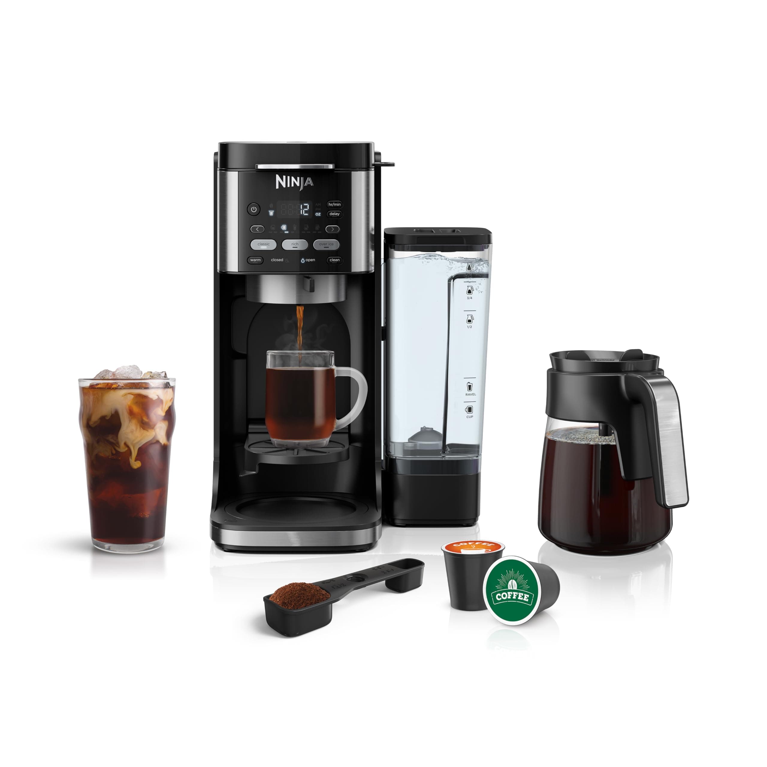 Drip Coffee Maker | DualBrew Pro Hot & Iced Coffee Machine | Use with K-Cup Coffee Pods | 3 Brew Styles (Classic, Rich, & Iced) | 60oz Removable Reservoir & Dishwasher Safe | Black | CFP101
