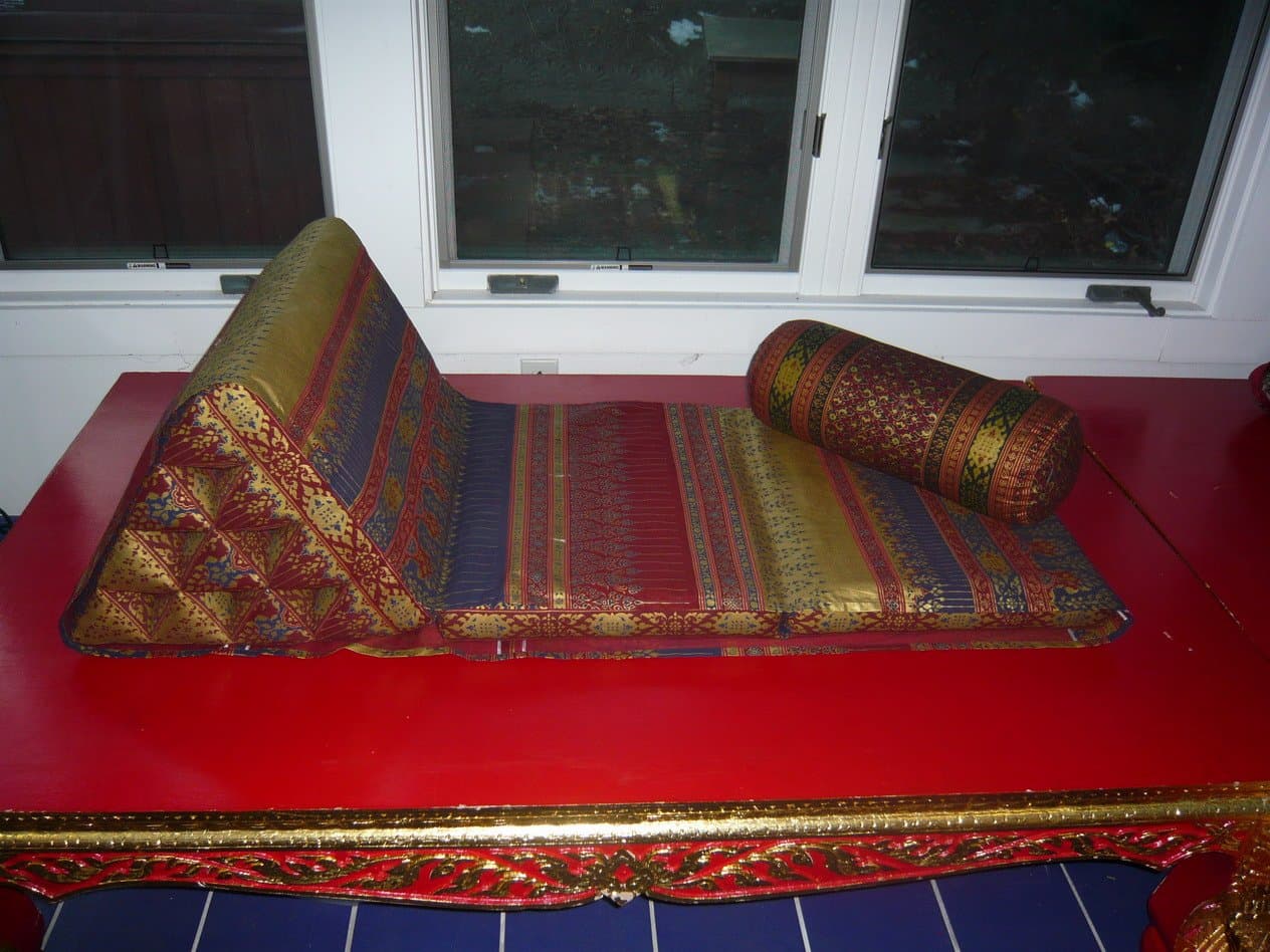 Thai Triangle Pillow (Mornkwan) Cushion Back Support Fold Out Bed -Khomapastr Fabric