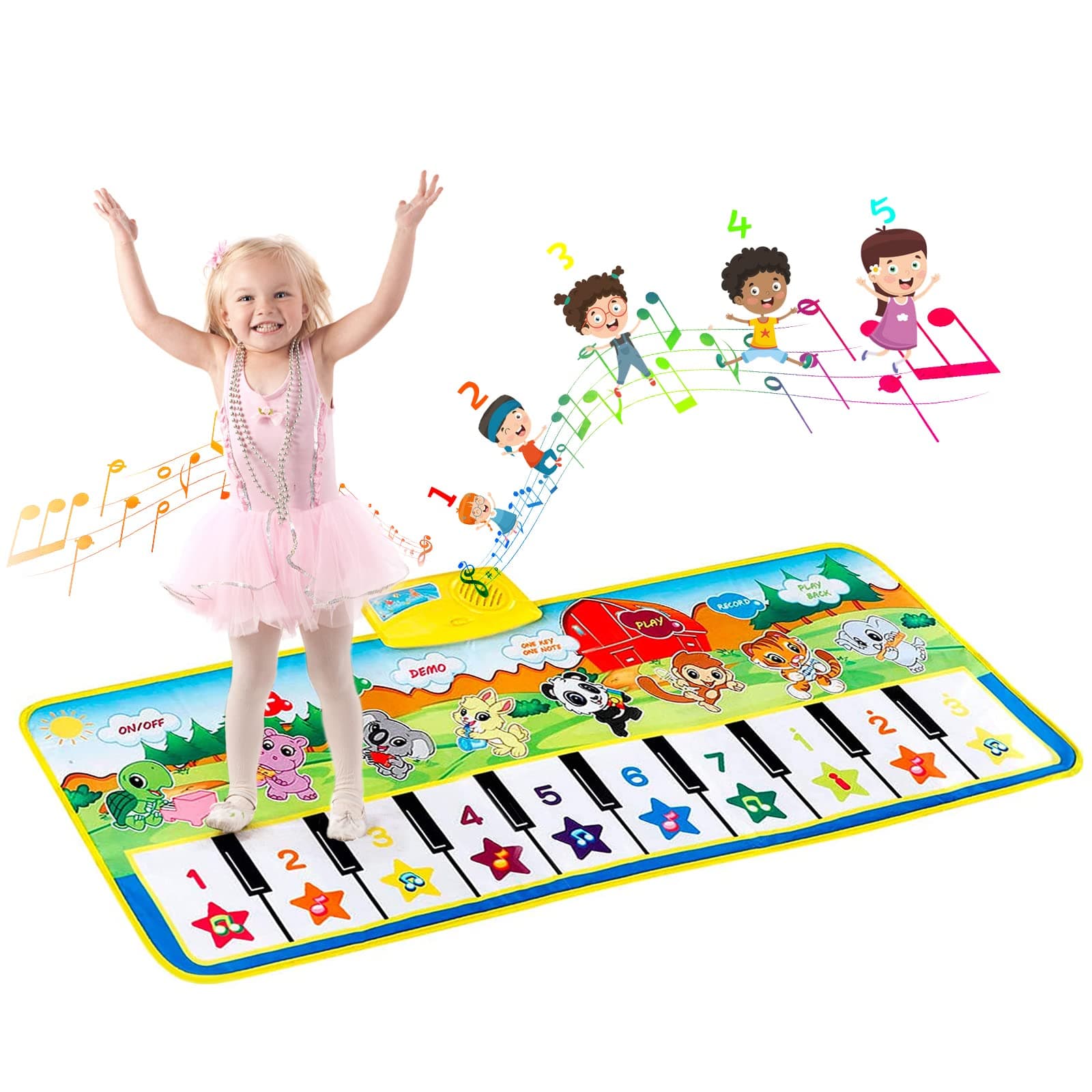 EXTSUD Piano Music Dance Mat, Multi-Function Piano Mat for Toddlers, Musical Toys Play Mats Music Singing Gym Carpet Mat Educational Music Toys Touch Play Piano Keyboard Gift
