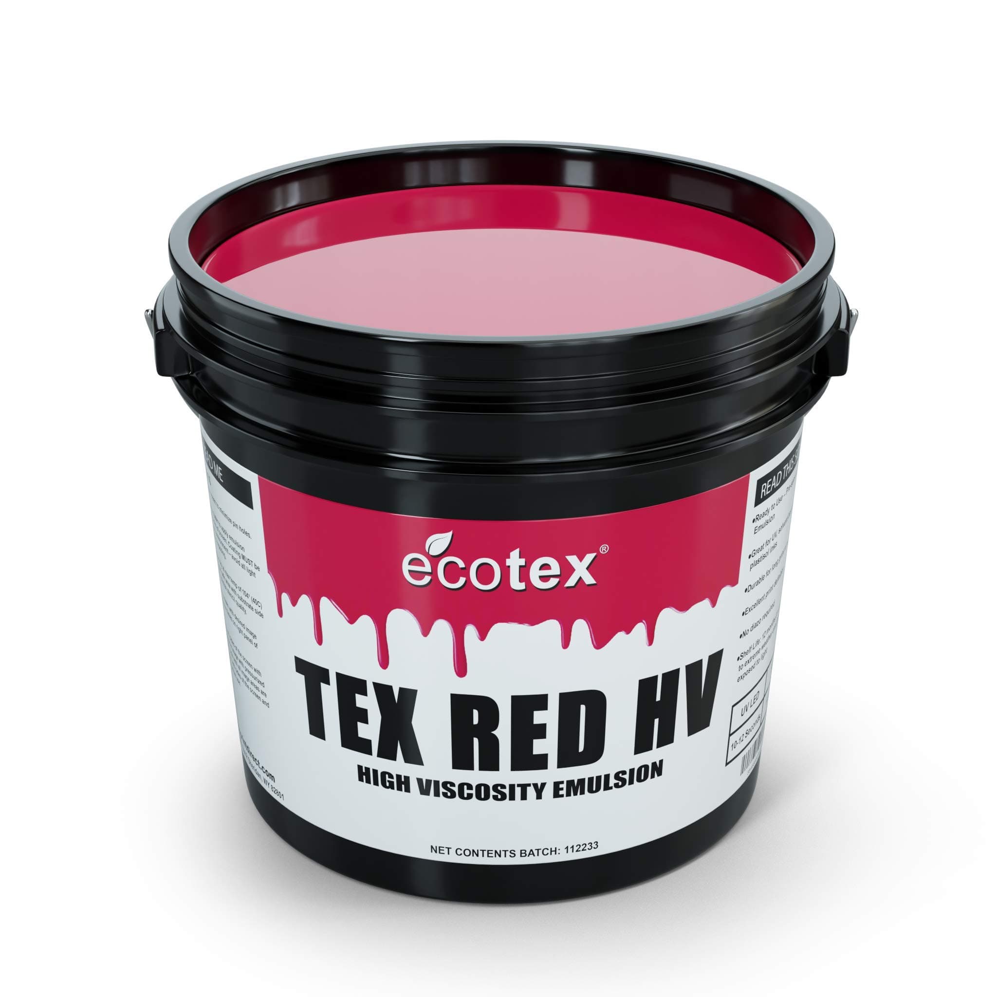 Ecotex® Tex Red HV Emulsion (Quart - 32oz.) - High Viscosity Pre-Sensitized Screen Printing Emulsion, for Plastisol and UV Inks, Silk Screens, Textiles, and Fabric - Screen Printing Supplies