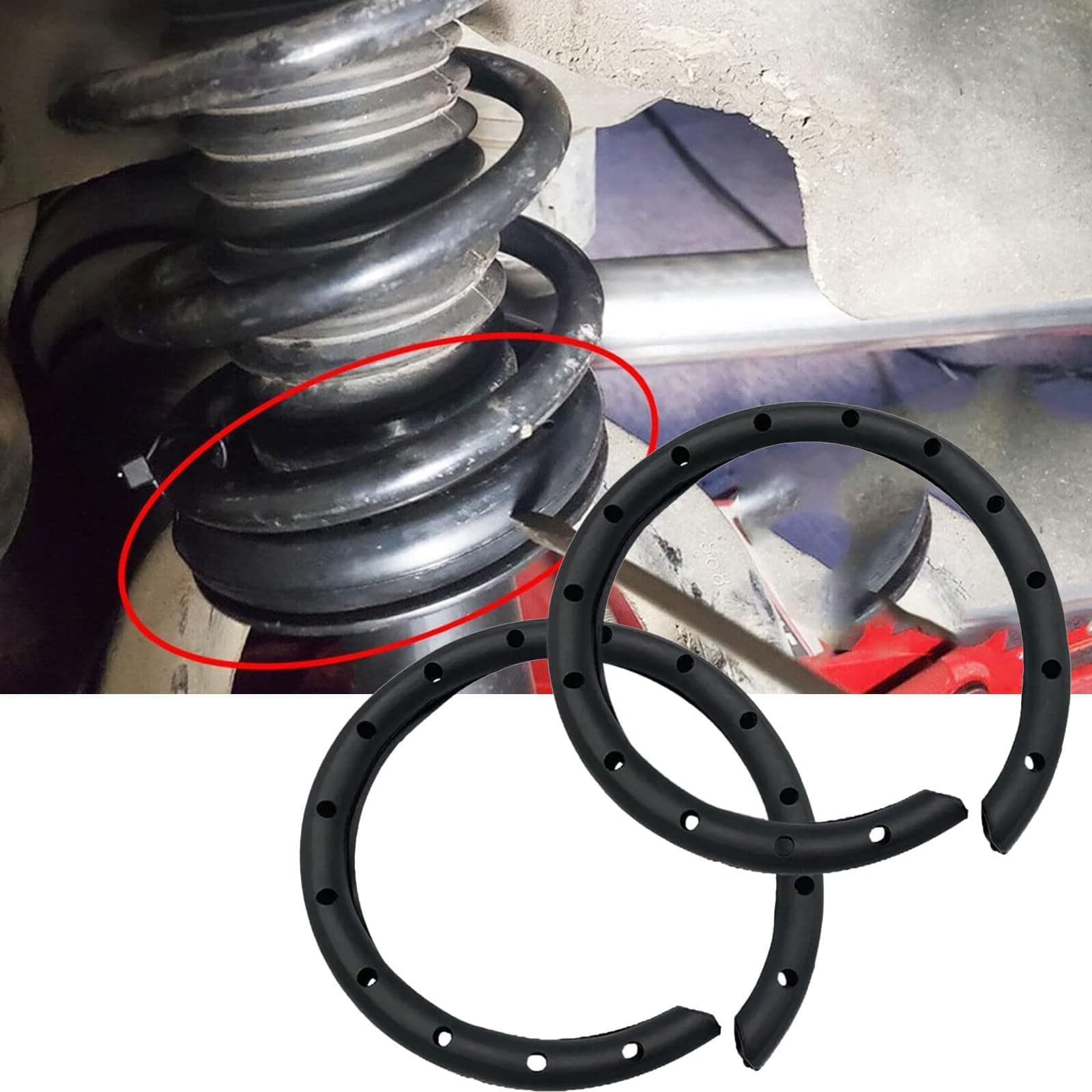 2PCS Universal Coil Spring Silencer Insulator Rubber Sleeve Front Rear Lower Suspension Noise Reducer Protector For Car Suv Van Truck