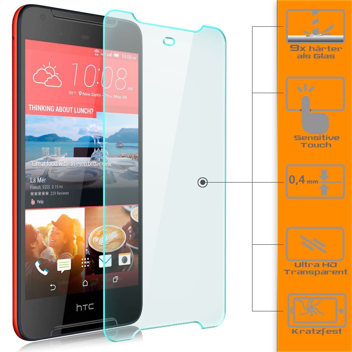 1 x screen protector glass for HTC Desire 628 Dual SIM