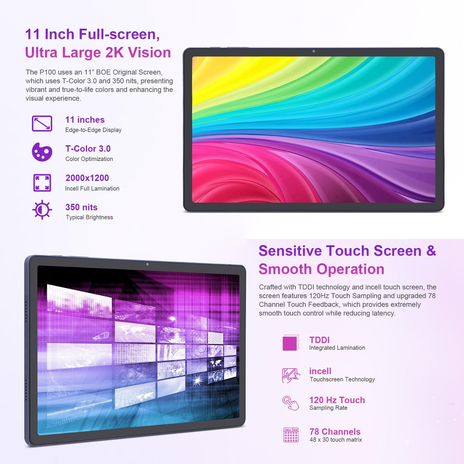 C idea 11 inch Tablet, Android 13 Tablets 12GB+128GB (1TB TF),1200x2000 FHD 2K Split-Screen,13MP+5MP Camera, 8000mAh Battery with Type-C Fast Charging,Octa-core CPU Tablet Support Face Unlock-Gray