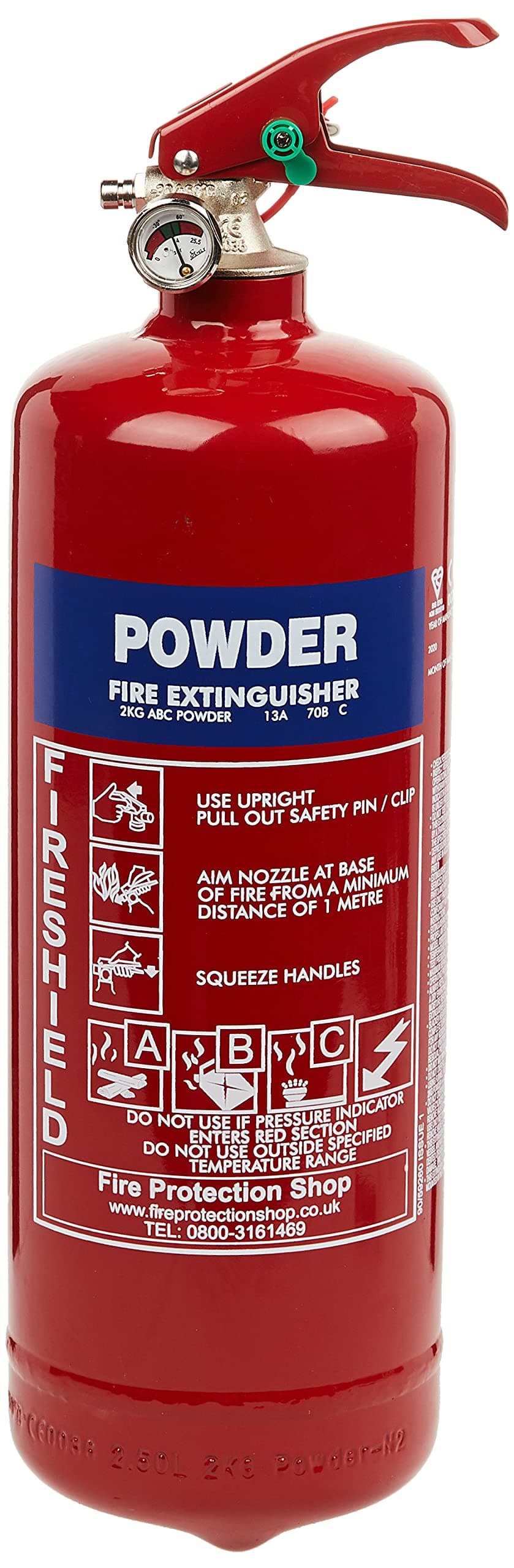 Multi Purpose Fire Extinguisher - 2KG ABC Dry Powder Extinguisher FireShield PRO