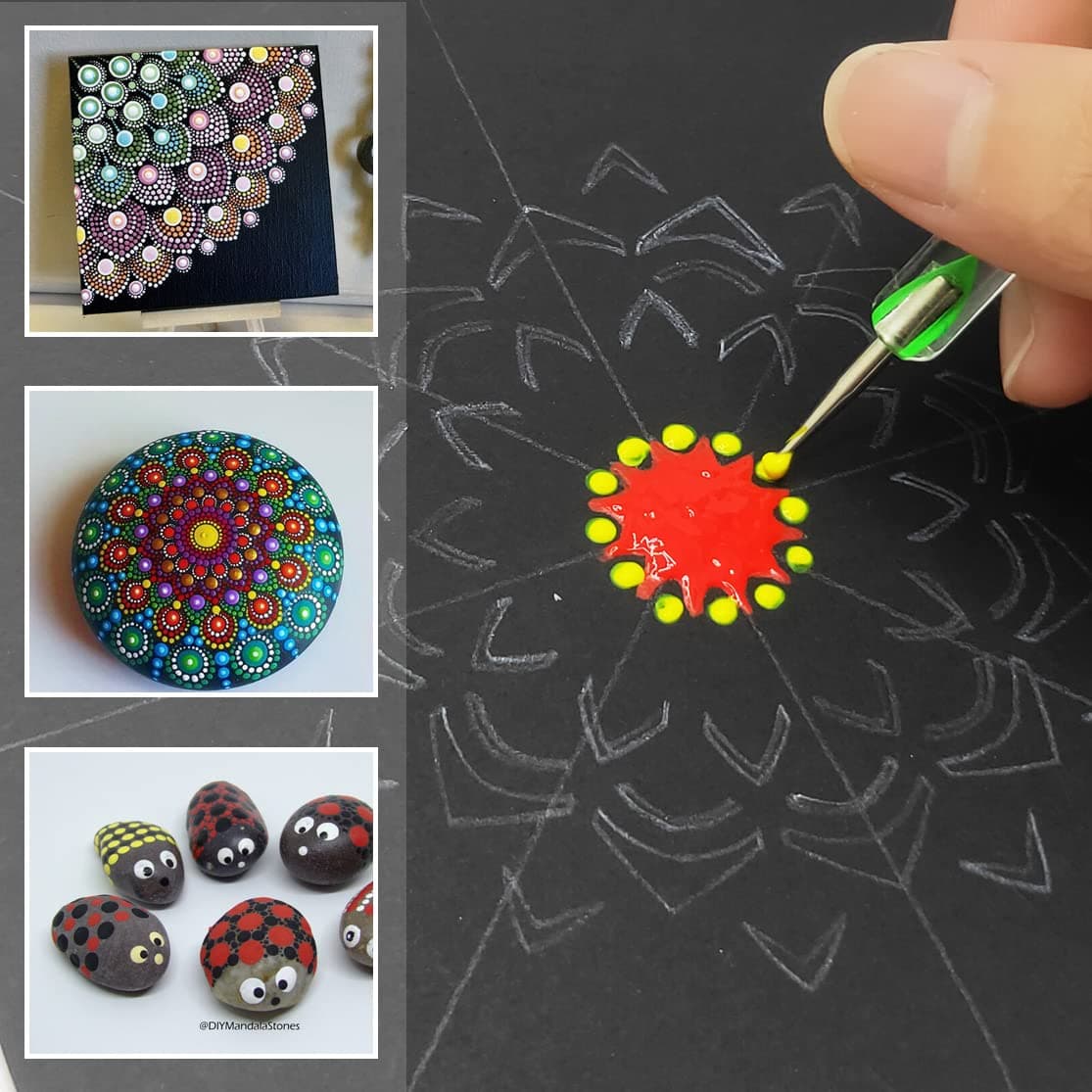 CH HAICHENG 34 PCS Mandala Dotting Kit Mandala Dotting Tools and Stencils for Painting Rocks, Nail Dotting and Art Drawing Supplies