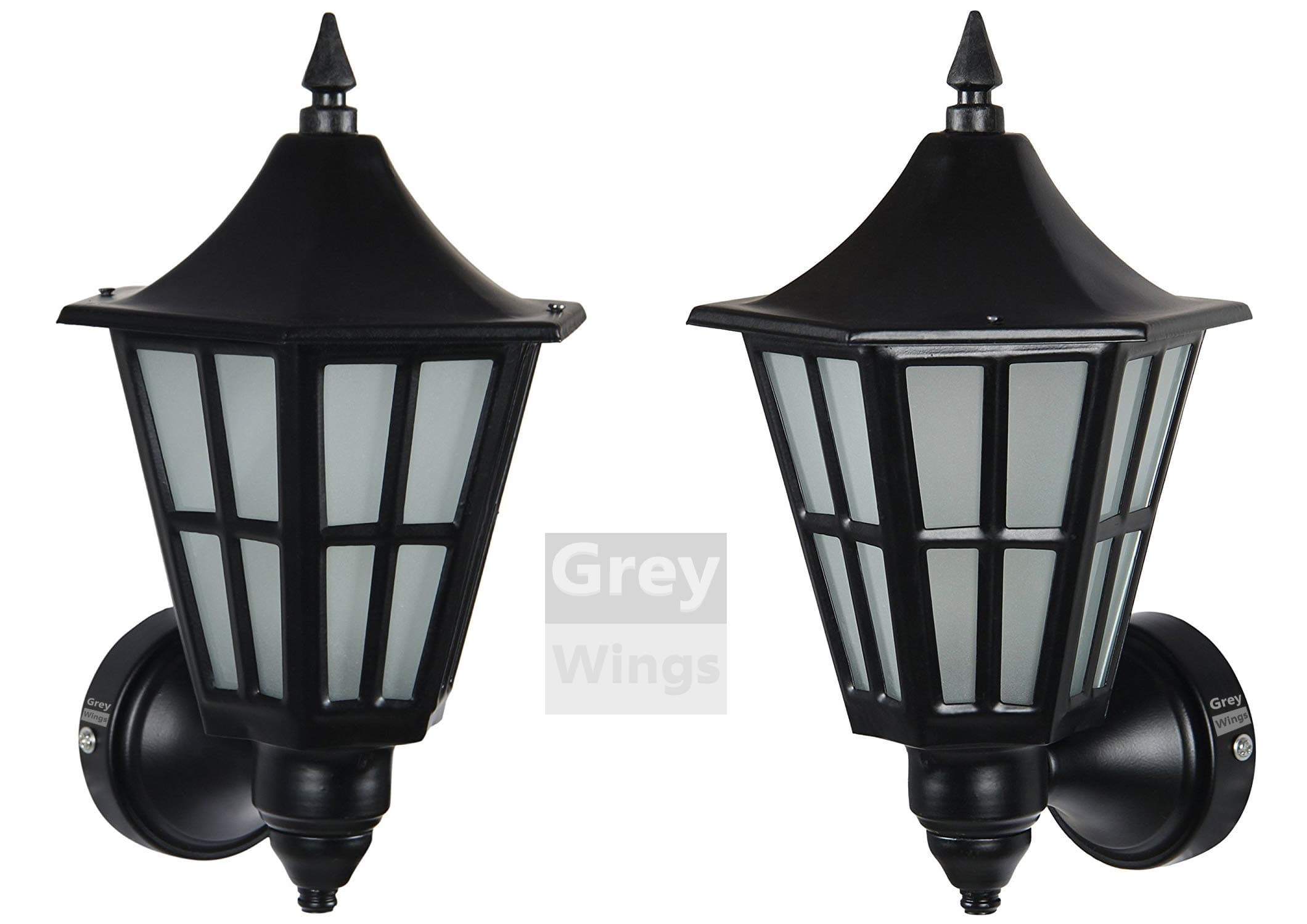 W Eisa Modern Looking Outdoor Glass Wall Light Sconce, Small, Black - Pack of 2