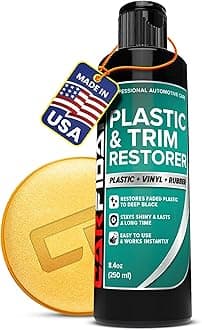 Plastic Restorer for Cars – Refreshes Faded Plastic, Vinyl & Rubber Trim with Polish for Deep Shine – Protects Against UV & Dirt – Black Exterior & Interior Care for Detailing - 8.4 fl. Oz.