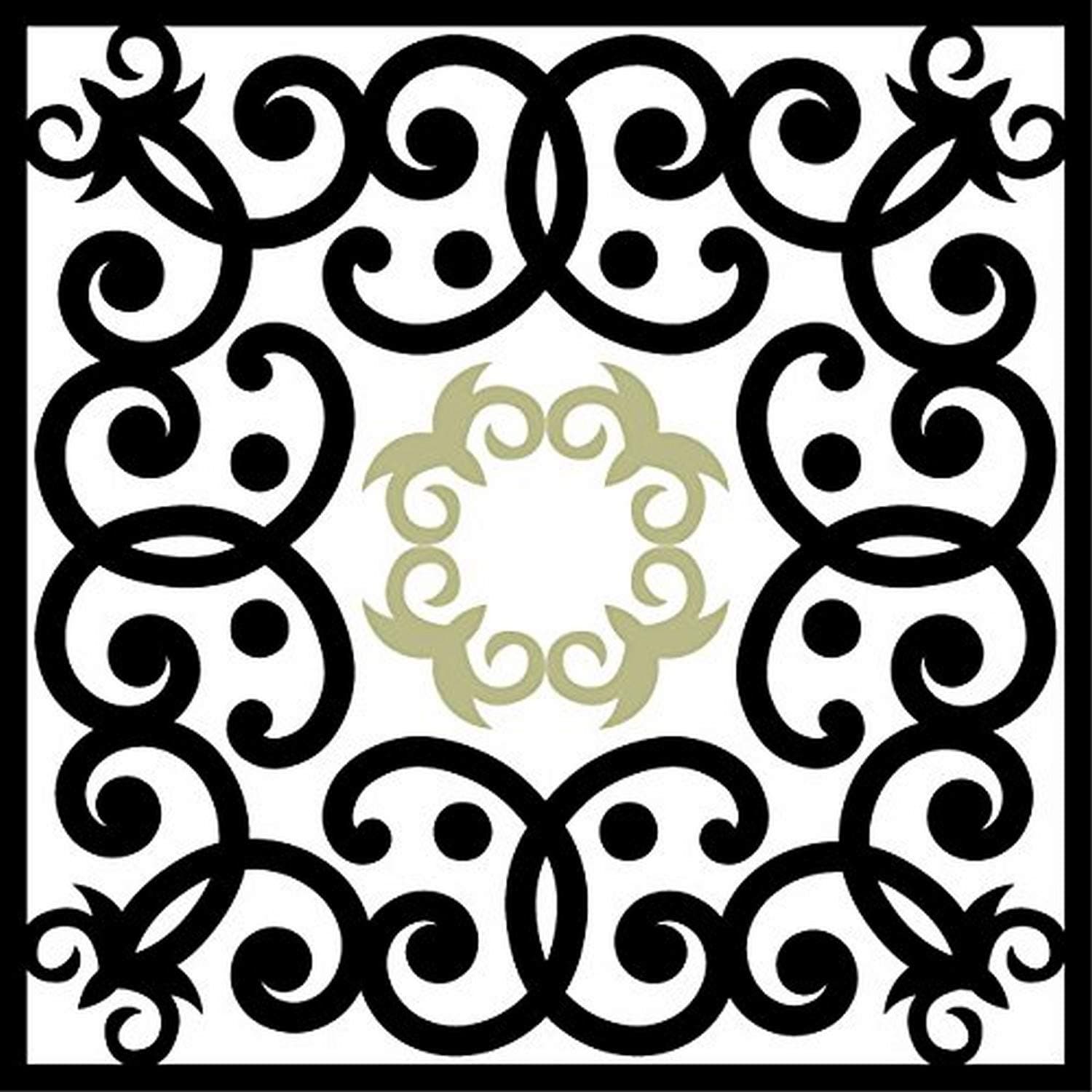 Odhams Press Edwardian Scroll Sage Re-Tile Decal with White Background, 6"