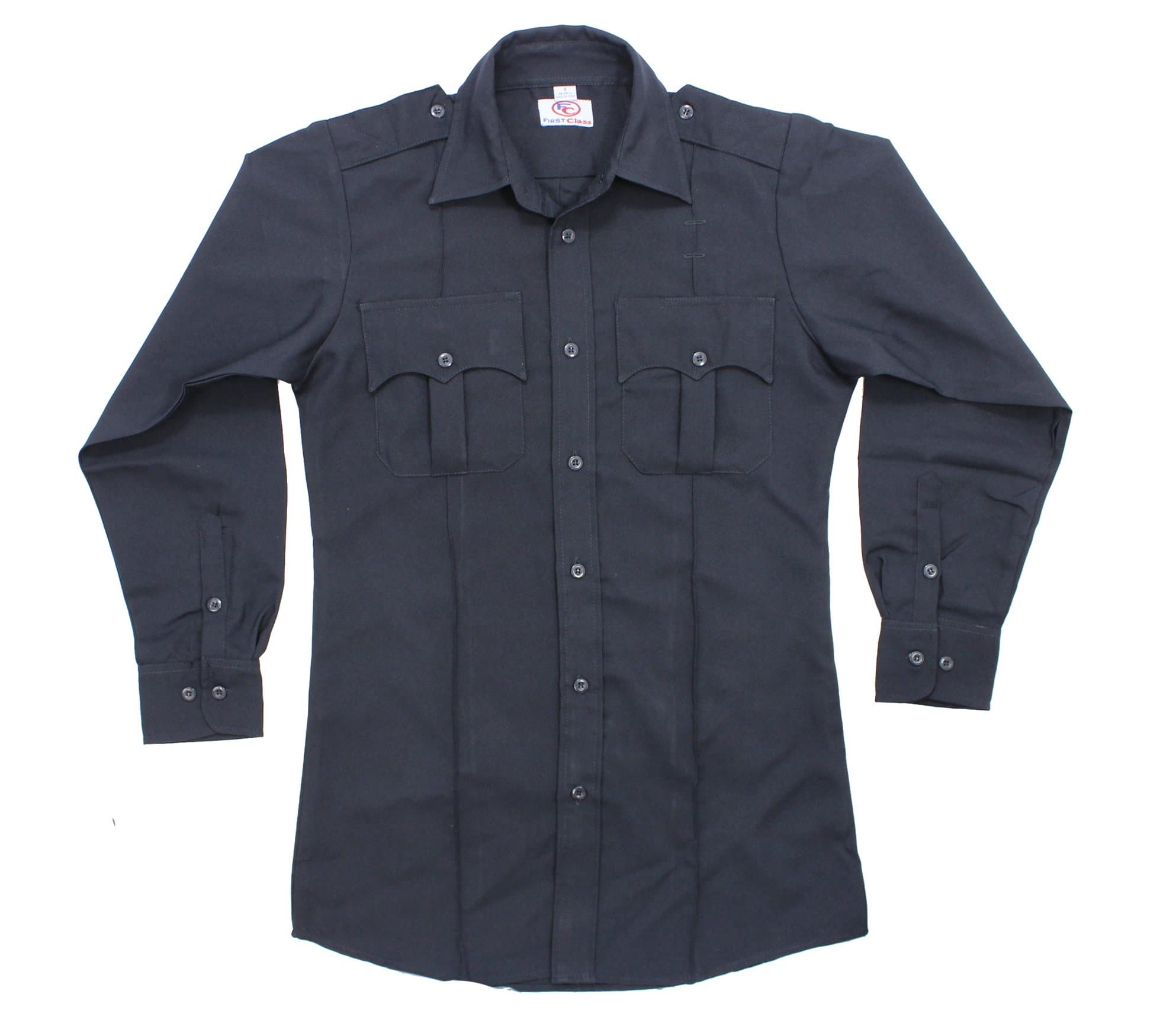 First Class 100% Polyester Long Sleeve Men's Uniform Shirt Navy Blue