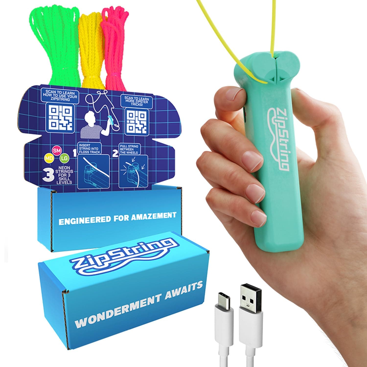 Original - As Seen on Shark Tank - Classic Rope Launcher Toy, Perfect for Kids & Adults - Fly a String Loop in The Air for Endless Tricks & Fun, Wonderment Awaits, Aesthetic Aqua