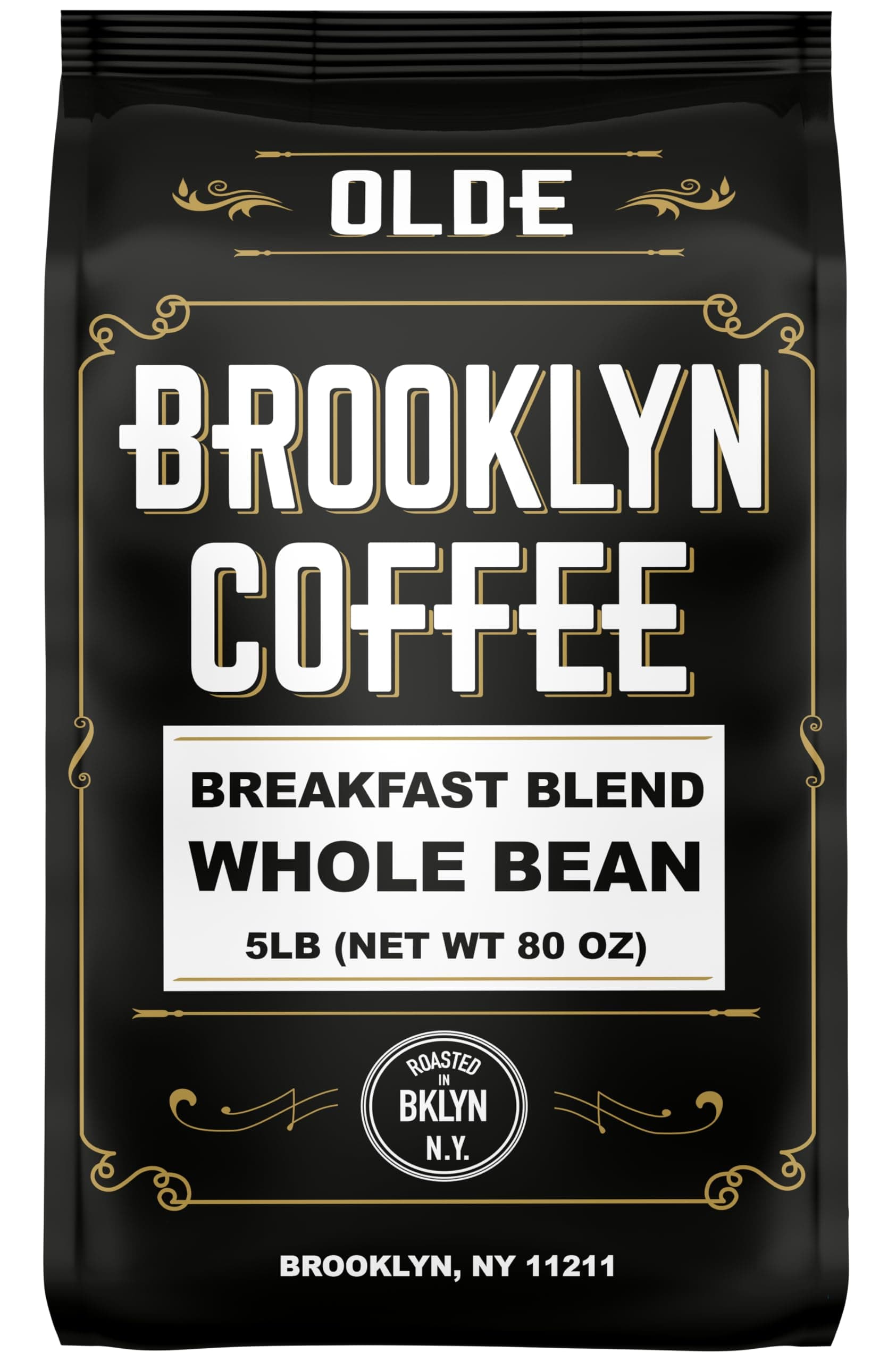 - BROOKLYN COFFEE Whole Bean, Breakfast Blend Light Medium Roast (5lb) Delicate, Smooth, Low Acidity - Fresh Bulk Coffee Beans Roasted Weekly in NYC