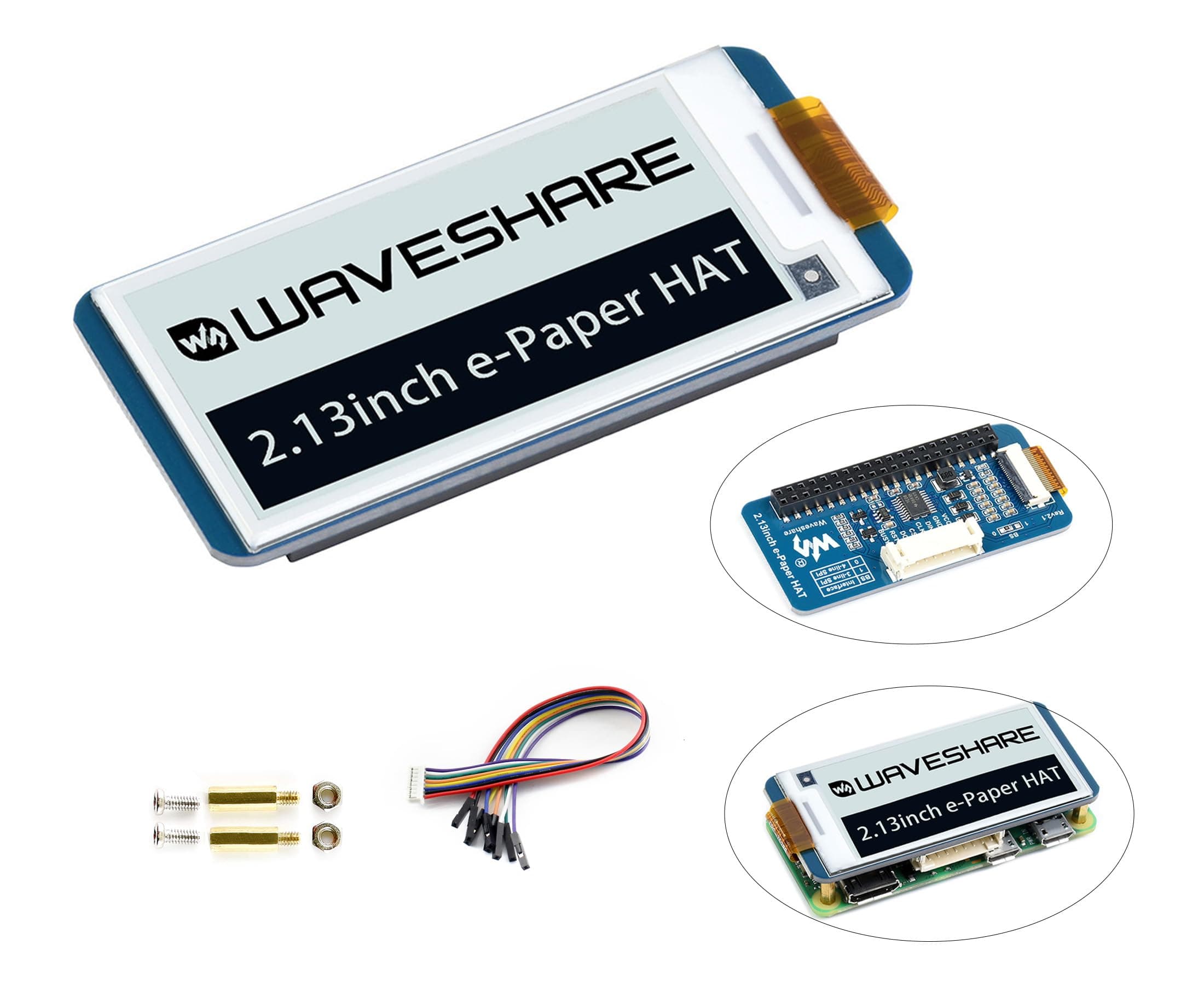 2.13inch E-Ink Display HAT V4 Version, Black/White Two-Color 250x122 Pixel E-Paper Module for Raspberry Pi 5/ 4B/3B+/3B/2B/A+/Zero W/WH/Zero 2 W/Jetson Nano SPI Interface, Support Partial Refresh