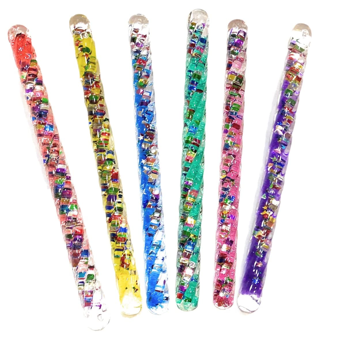 Mini Spiral Glitter Wands (6.5 Inches) - 6 Pack