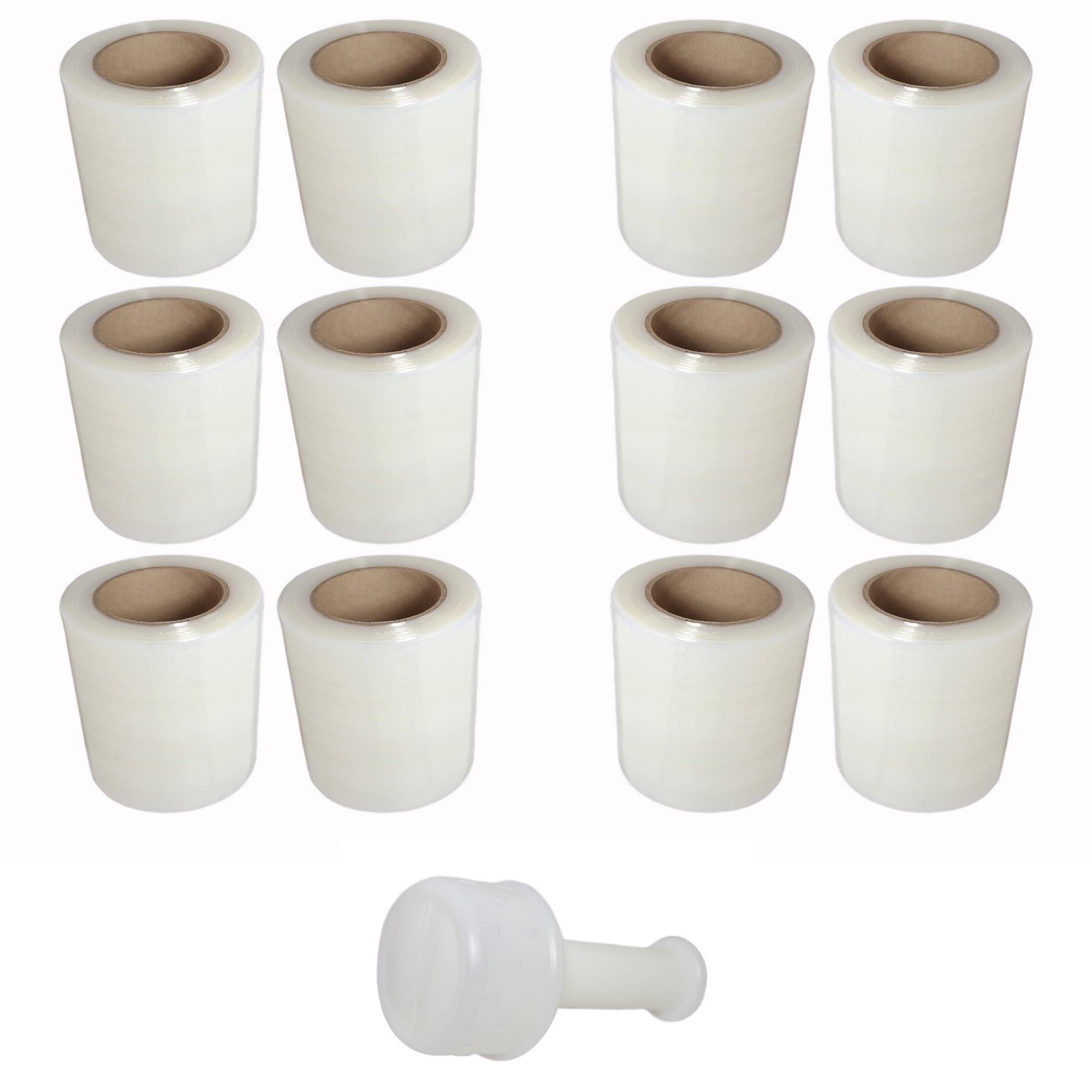 TOTALPACK - 5"x 1000 FT Roll -80 Gauge Thick + Hybrid technology with Dispenser, 12 Pack Stretch Moving & Packing Wrap. Industrial Strength, Clear Plastic Pallet Shrink Film Ideal For Furniture, Boxes