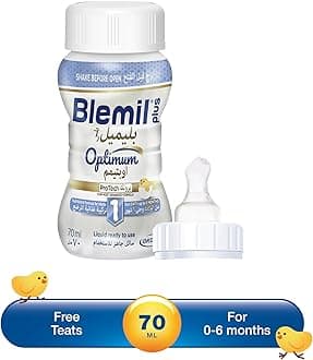 Blemil Plus 1 Optimum ProTech Ready To Feed Infant Formula Milk | 0-6 Months | Triple Protection with Osteopontin, HMO and MFG | Immune System |Brain and Eyesight development | RTF 70ml with Teats