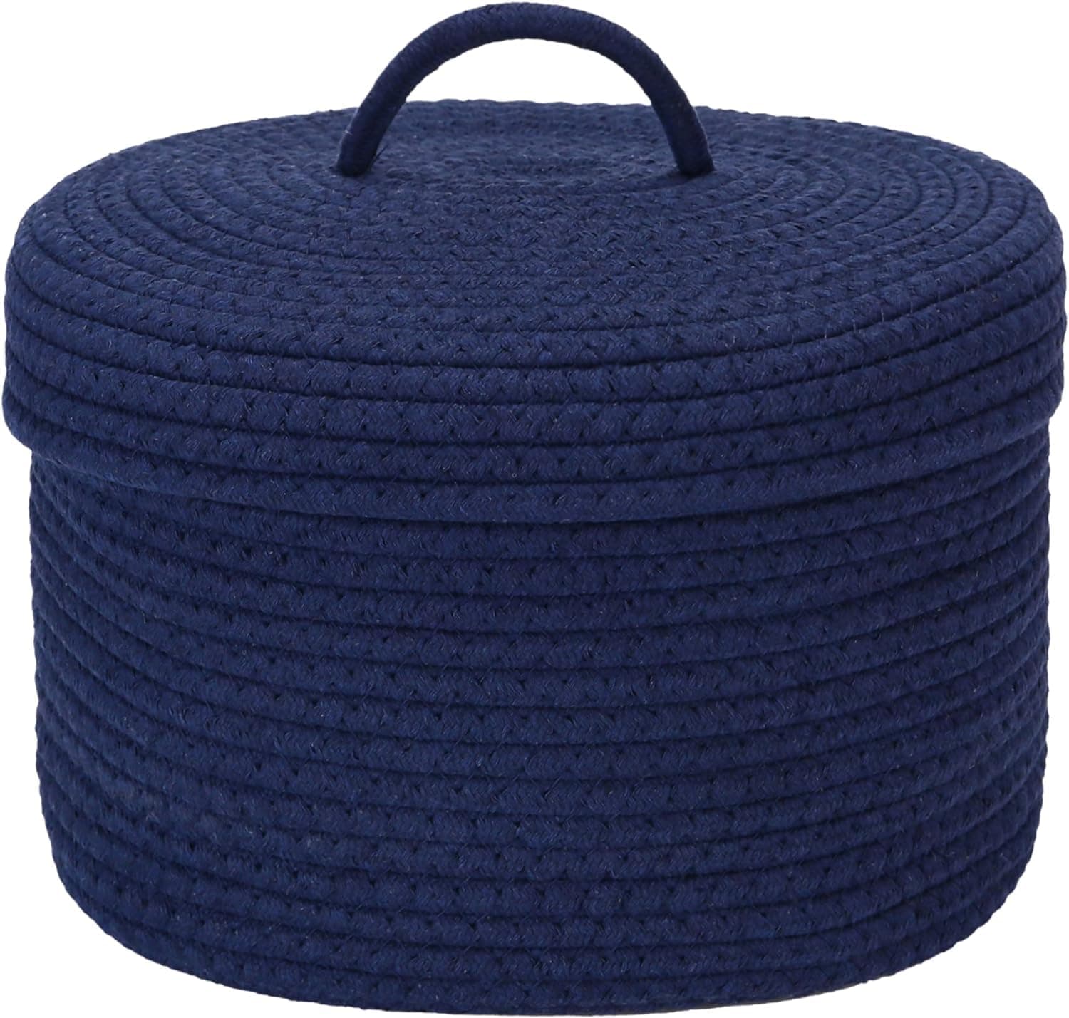 HOME FIESTA The First Home Decor Gift Baskets Empty, Small Basket For Organizing, Multi Cotton Rope Basket With Lid For Decor, Baby,Toy, Small Item, Storage Round Basket (MIX86)