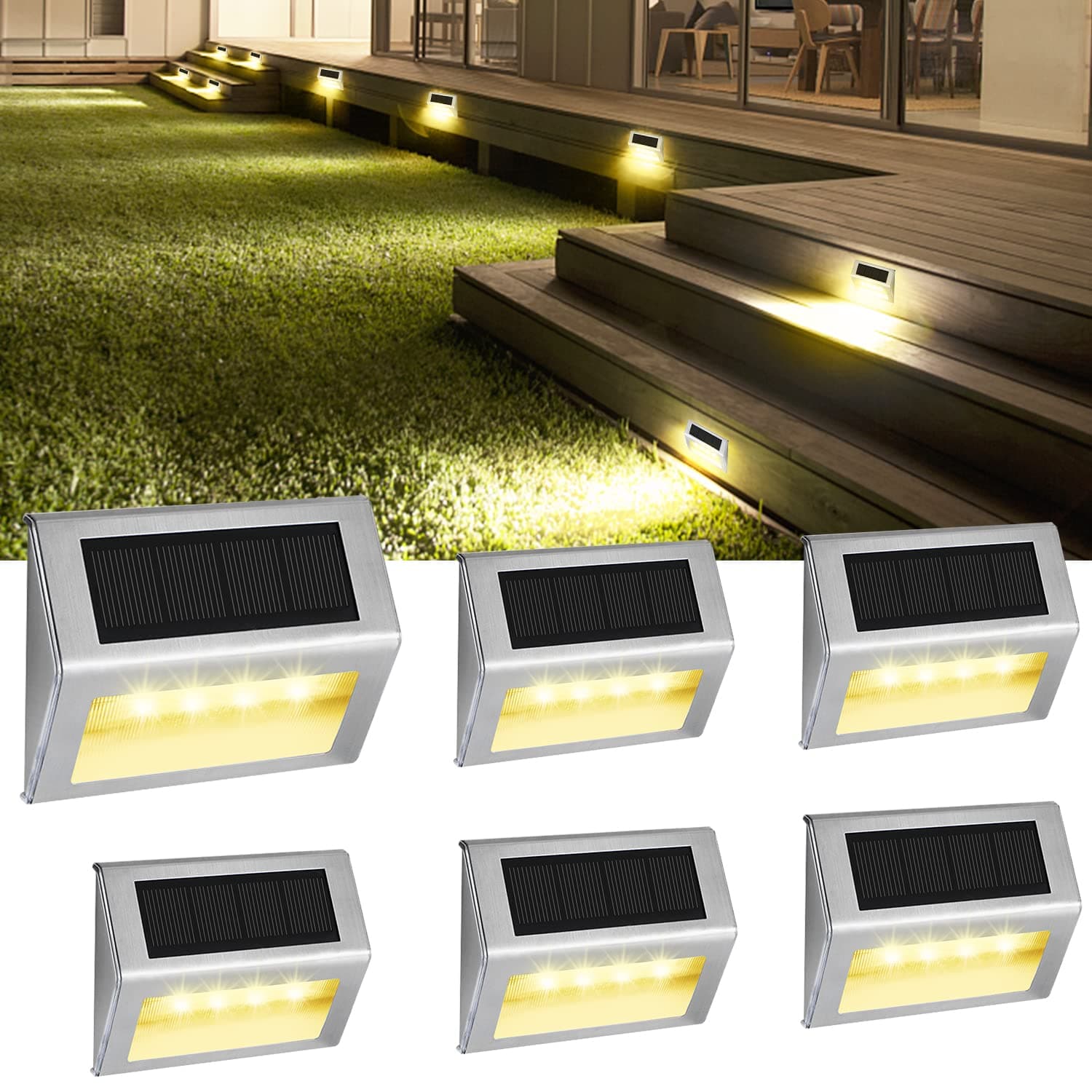 EASTERNSTAR Solar Light Garden Outdoor LED Solar Step Light (6 Warm White)
