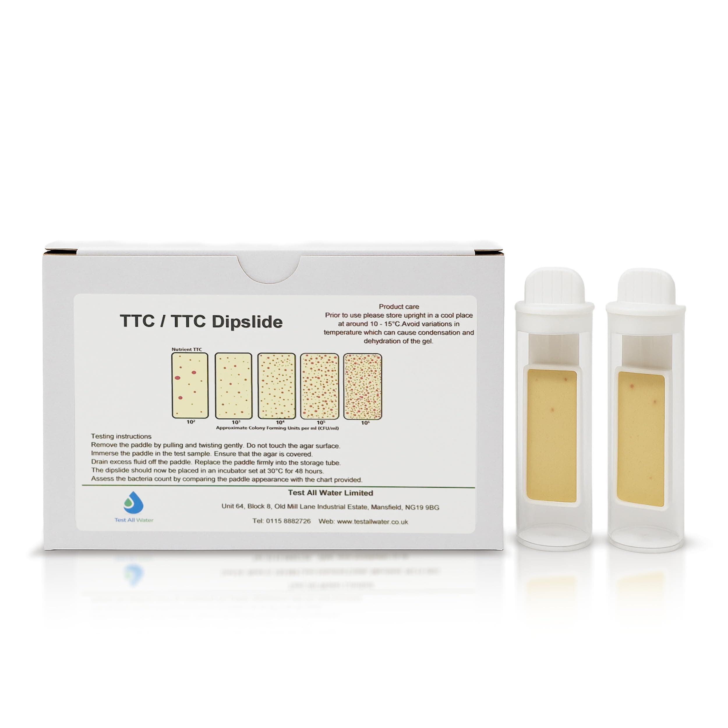 Test All Water - TTC/TTC Dipslides | Dual-Sided Test Strips for Contamination & Infection Detection | Rapid & Accurate Microbiological Water Testing for Bacteria & Coliforms