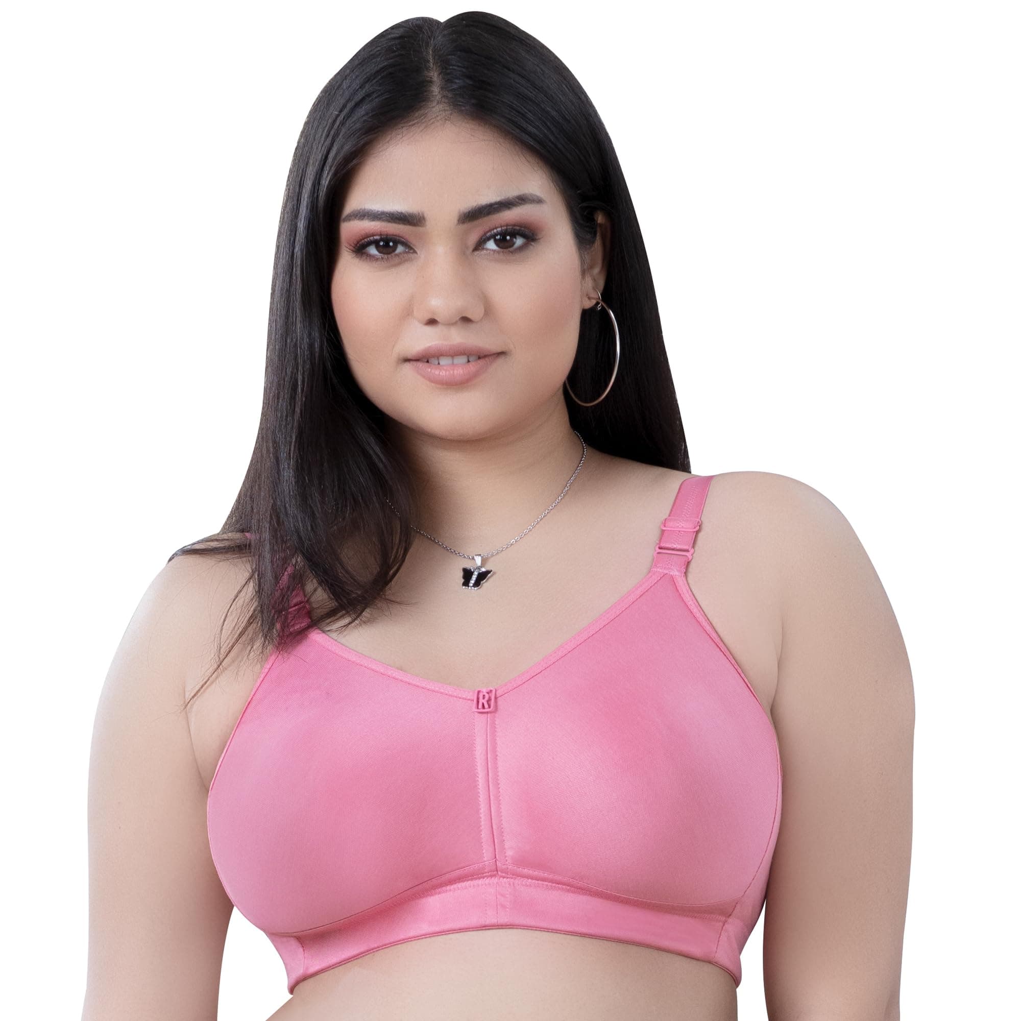 TRYLORiza T-FIT Women's Non-Padded,Non-Wired,Full Coverage,Seamless 100% Cotton Feel Fabric Bra Available in Multicolor
