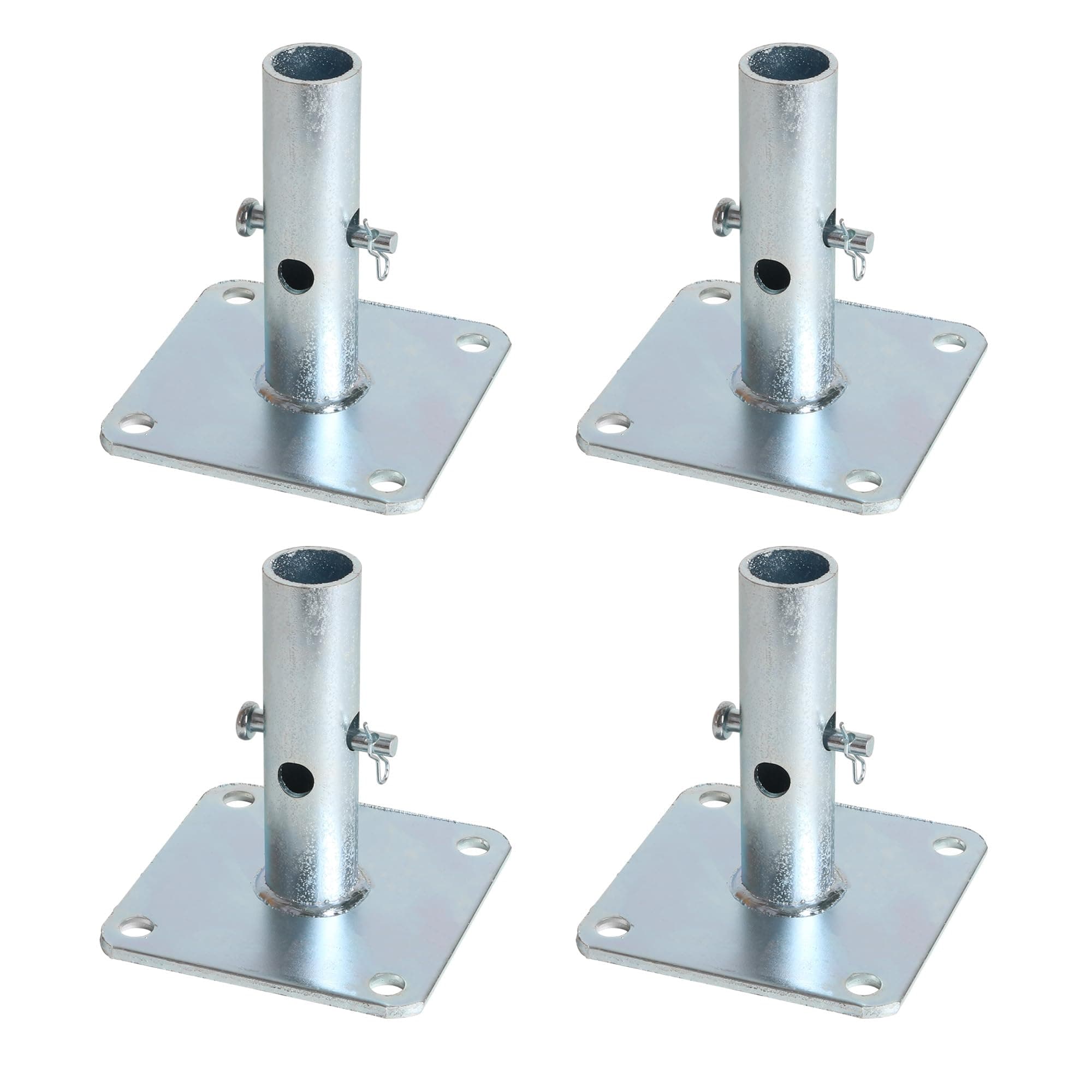 4.7"x 4.7"x1-5/16 OD Galvanized Scaffold Base Plates Silver (Set of 4)