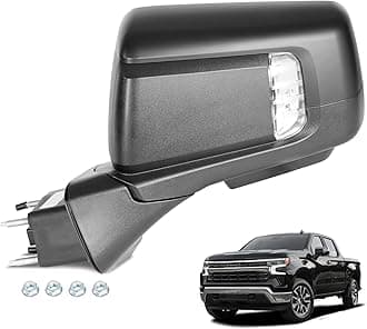 USSBAYE Side Mirror Compatible with 2019-2025 Chevrolet Chevy Silverado 1500 RST Side View Mirror Primed Cover - GM1320588 84898862 (15 Pins & Left Driver Side)