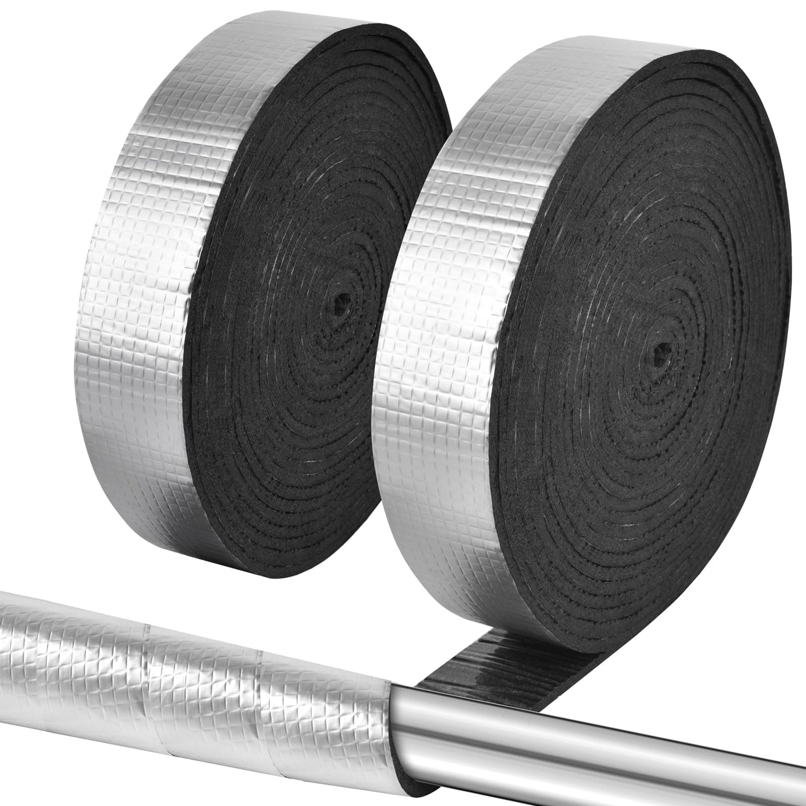 ALLWIN Pipe Wrap Insulation - 33 ft Outdoor Pipe Foam Insulation Tape Self Adhesive for Winter Freeze Protection Insulation Wrap - Aluminum Foil Finish-2"x 33FT
