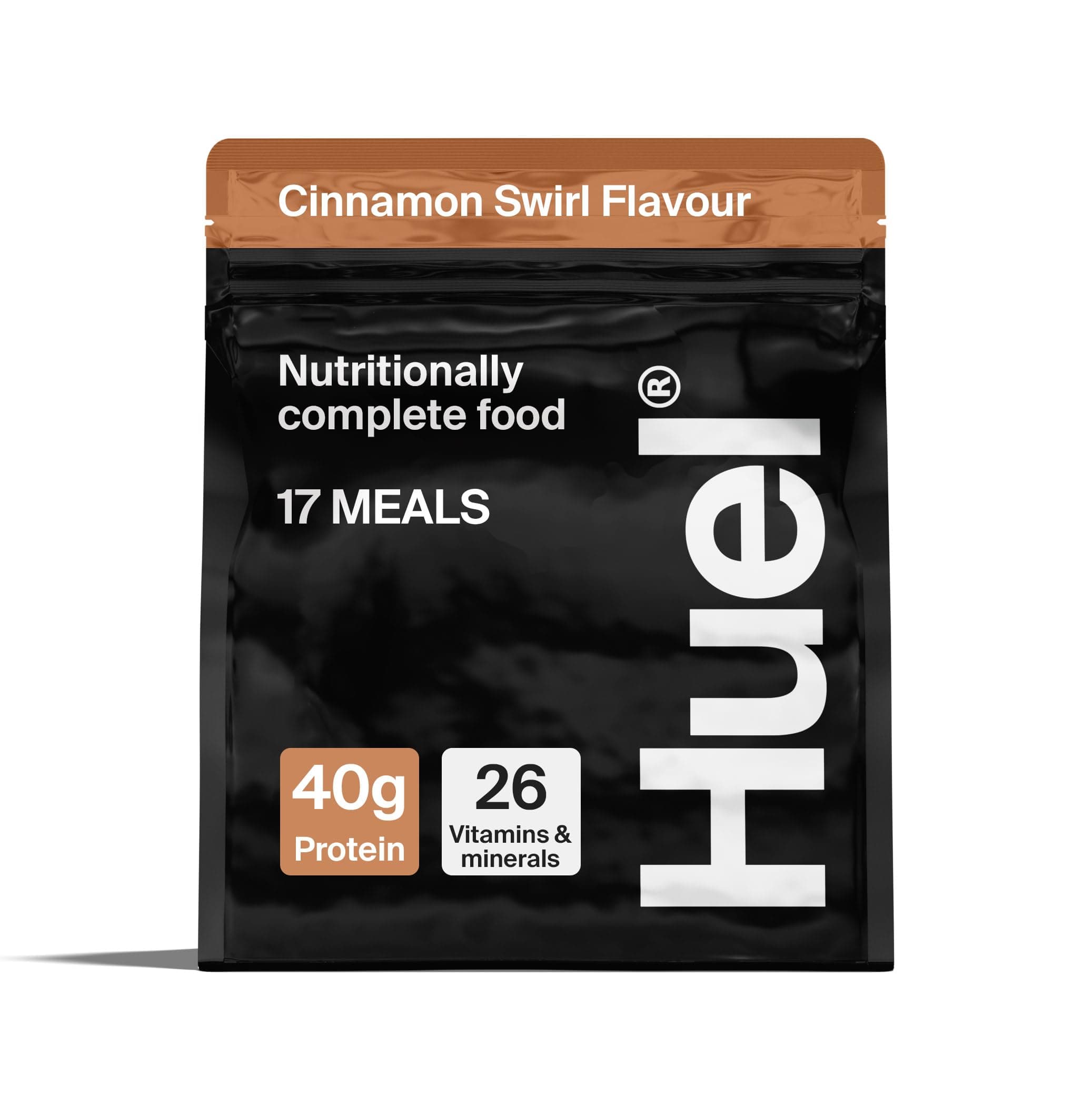Black Edition High Protein Complete Meal Replacement, 17 Meals, Cinnamon Swirl Flavour, 40g of Protein Per Serving, Ready Meals, Vegan Protein Powder, Gluten-Free, Non-GMO