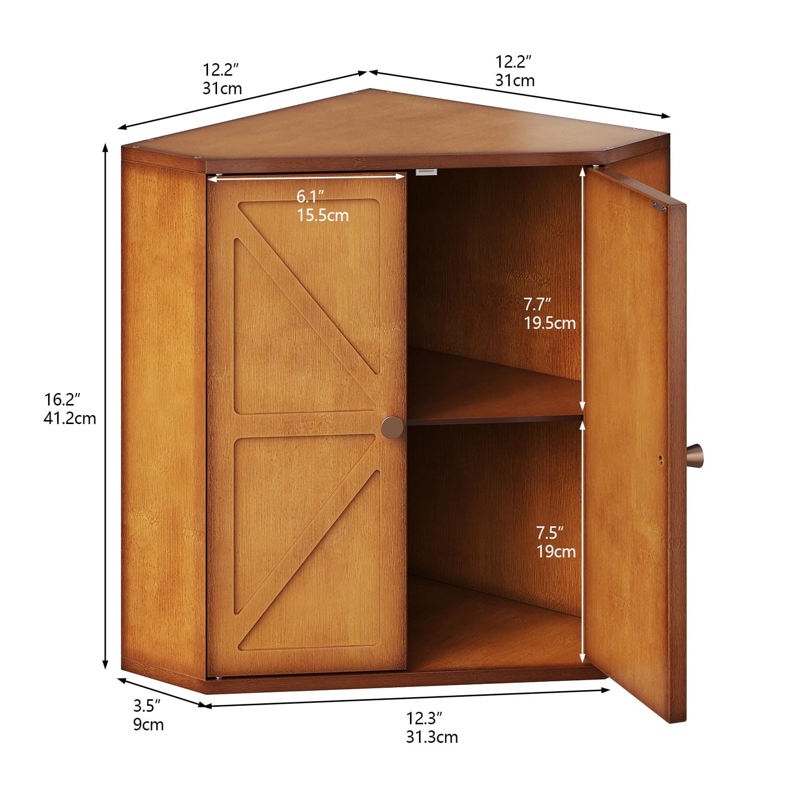 Corner Bread Box for Kitchen Counter Double Layer Bamboo Bread Storage Container Large Capacity Bread Storage Bin Farmhouse Breadbox Organizer (Antique Brown)