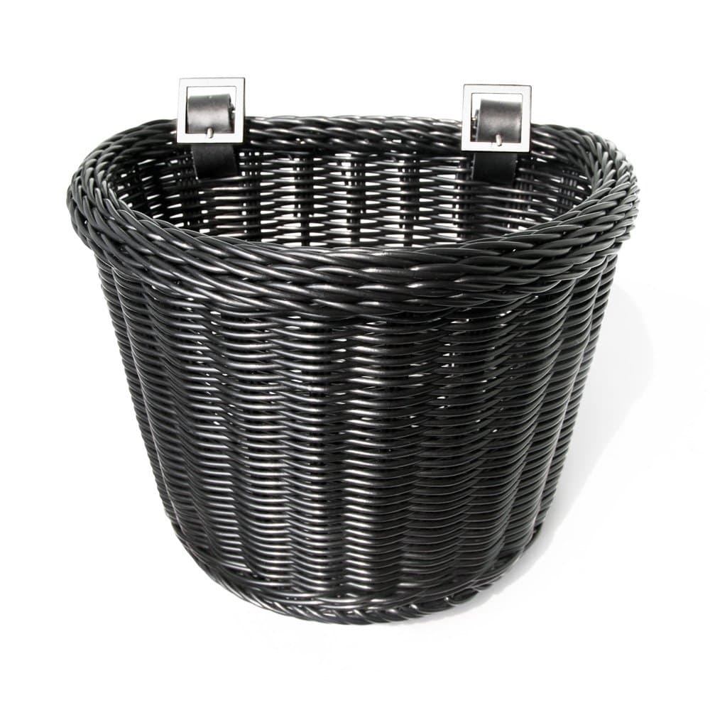 Junior Front Handlebar Bike Basket, 2 Leather Straps