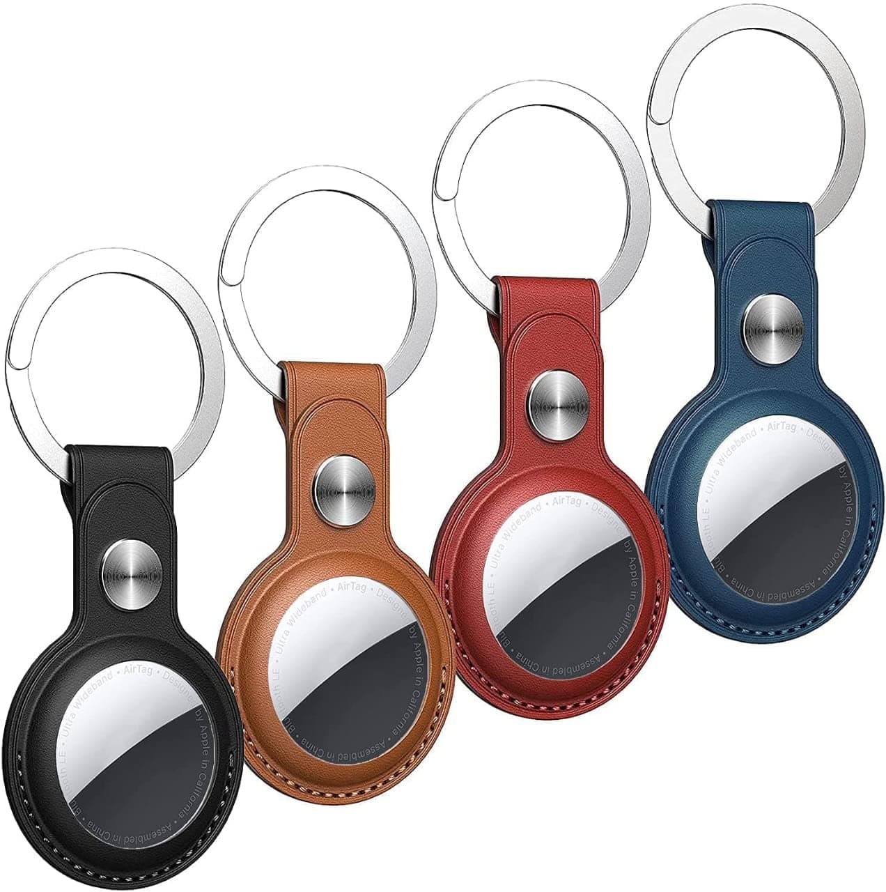 Zaid Leather Keyring Case Compatible with Apple Air-Tag – Protective Leather Holder Cover for Air-Tag Tracker, Key Ring for Dog Collar (Multi-Color)