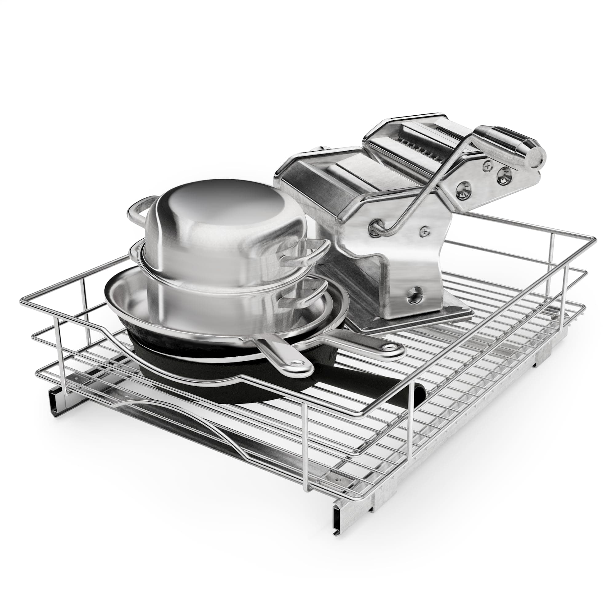 Home Zone Living Pull Out Kitchen Cabinet Organizer with Slide Out Drawer for Space Saving Storage, 17” W x 21” L