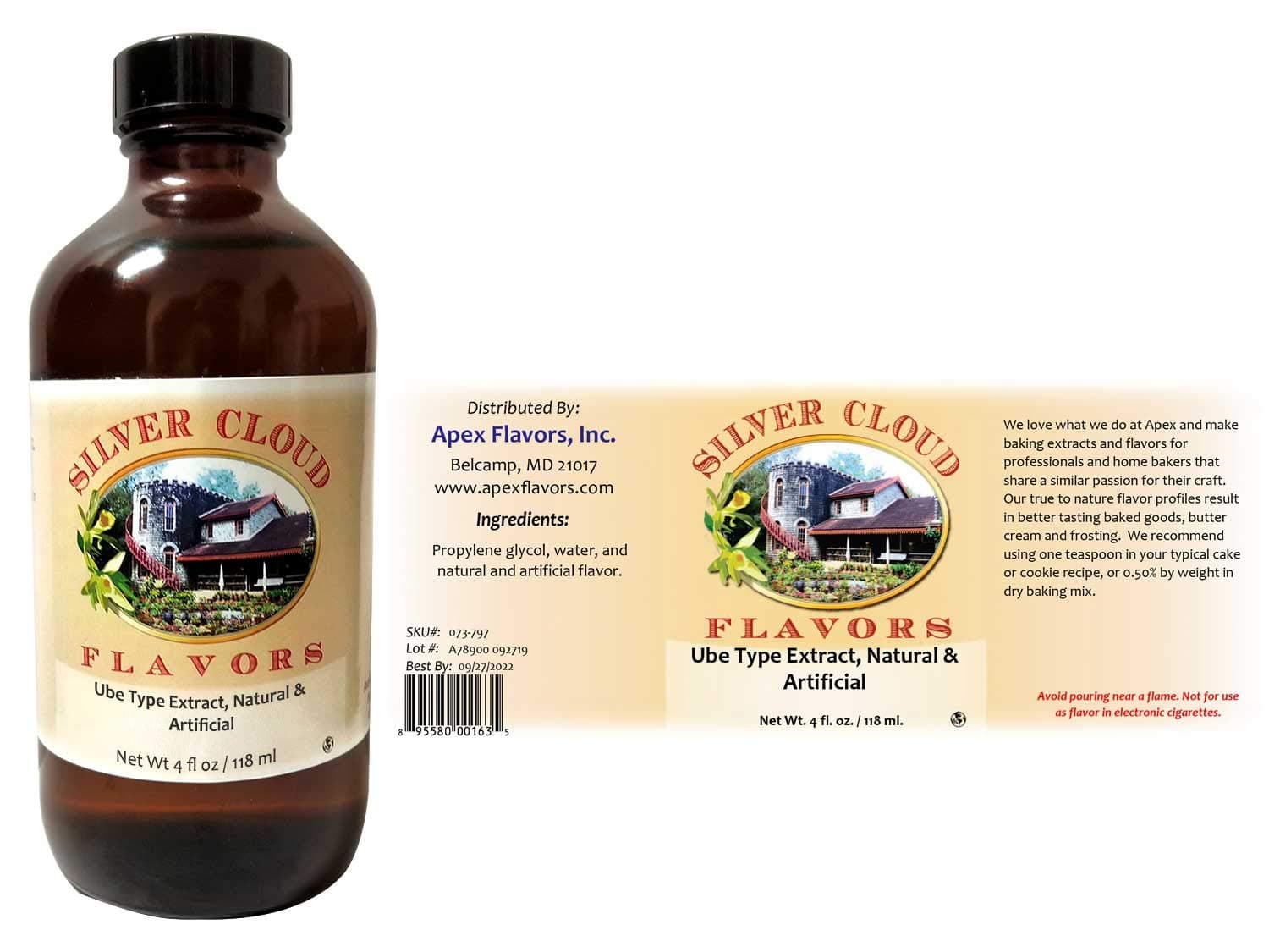 Ube Type Extract, Natural & Artificial - 4 fl. oz. glass bottle